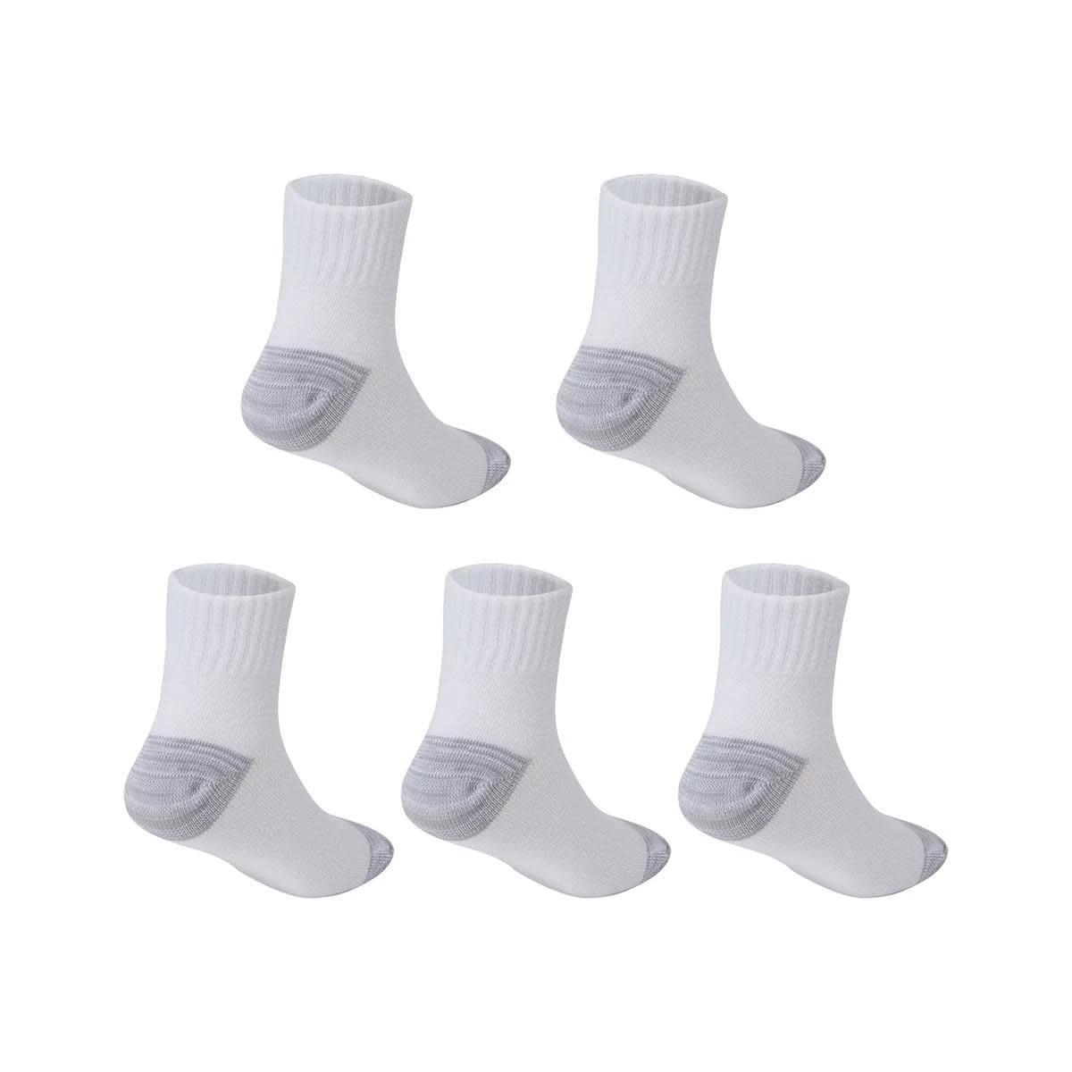 2 5 Pack Tough Quarter Crew Socks White, 2 of 3