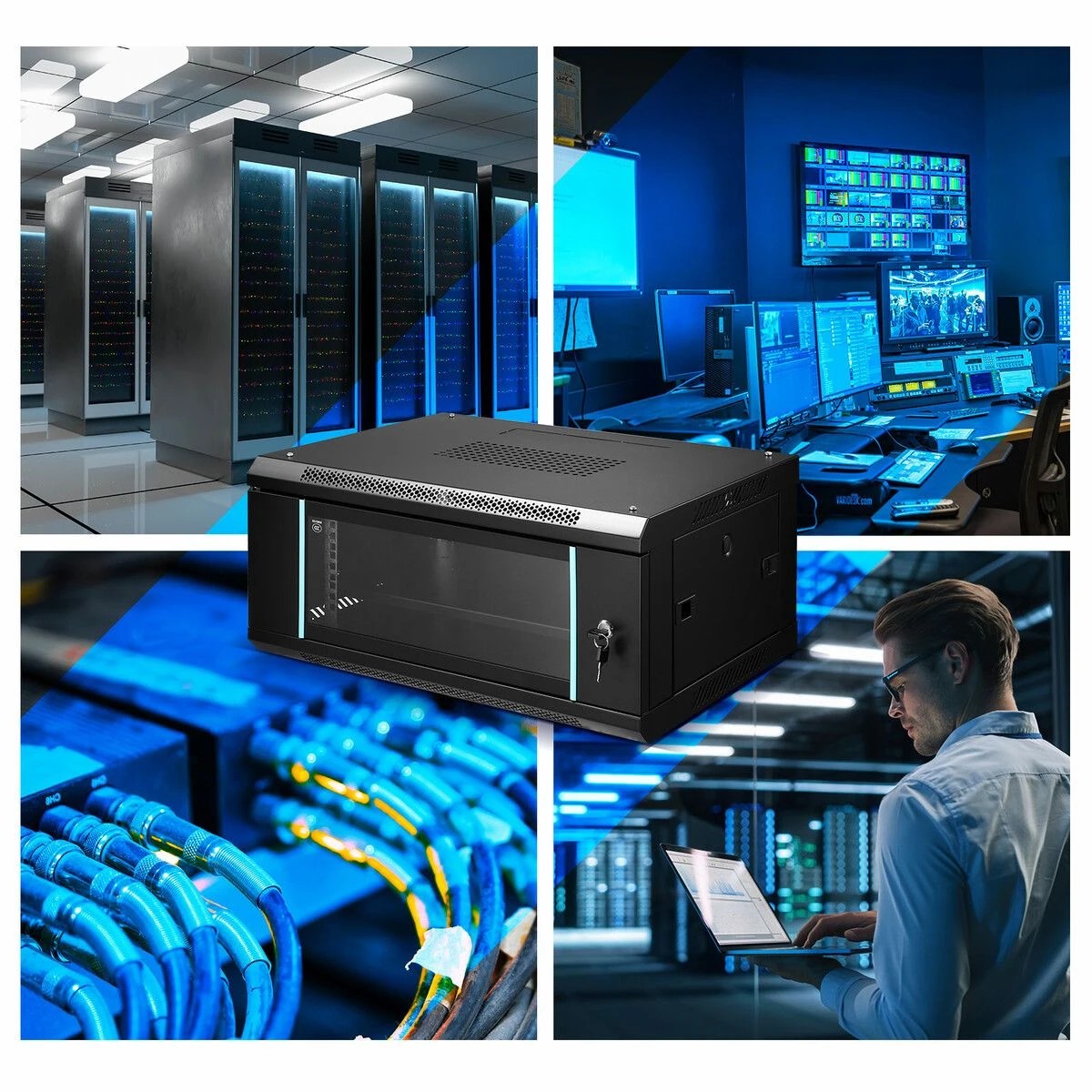 2 AUSWAY 4U Network Server Cabinet Wall Mount Data Rack Enclosure 19 Inch Deep, 2 of 7