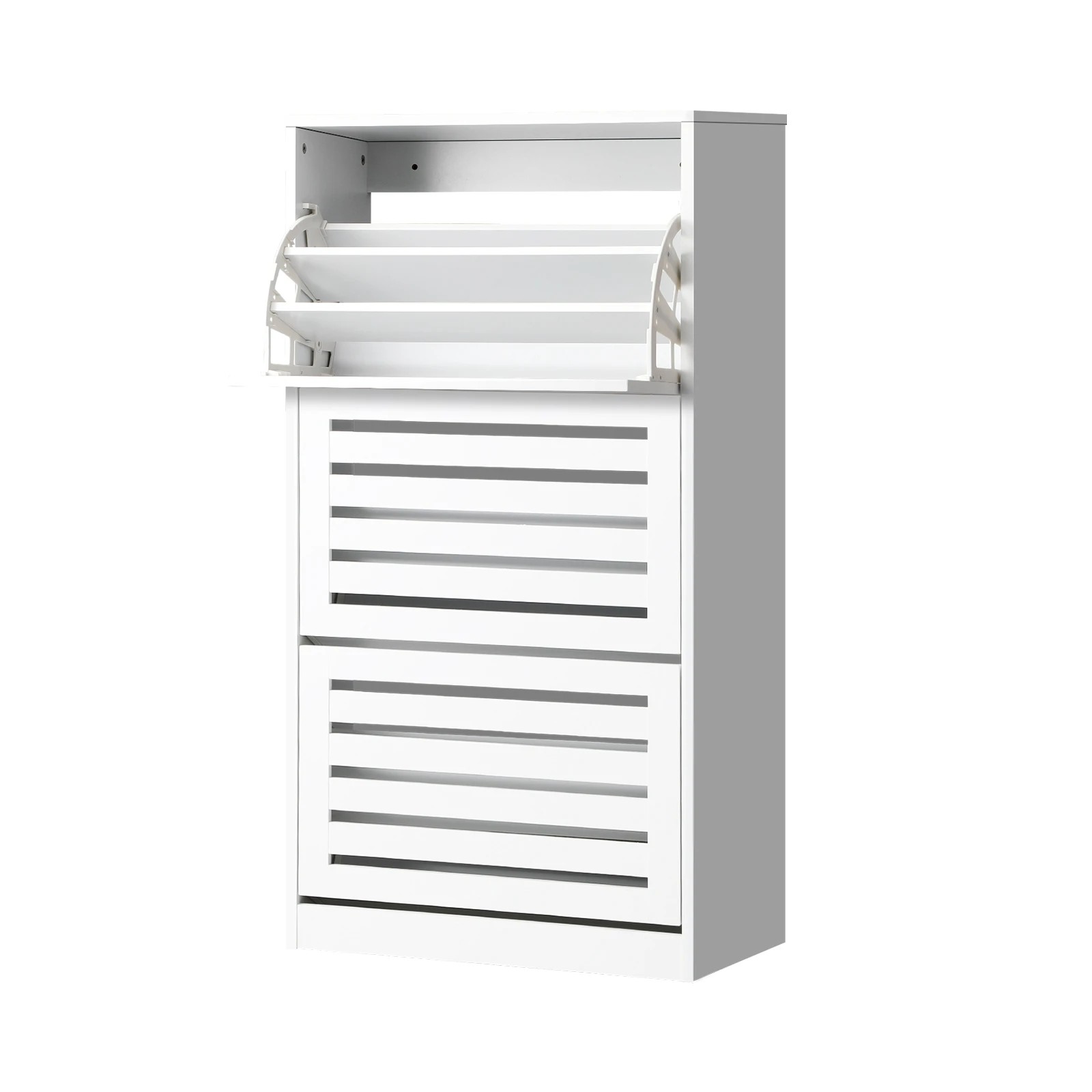 1 Oikiture Shoe Rack Shoes Storage Cabinet Organiser Shelf 3 Doors 45 Pairs
 - White, 1 of 5