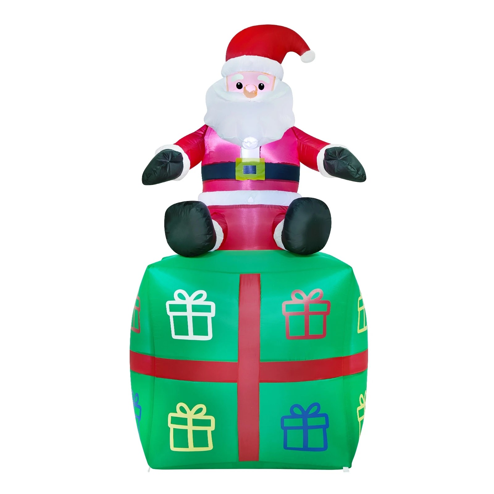 1 Tinseltown 1.8M Christmas Inflatable Santa Gift Box LED Light Outdoor Decor - Multi, 1 of 8