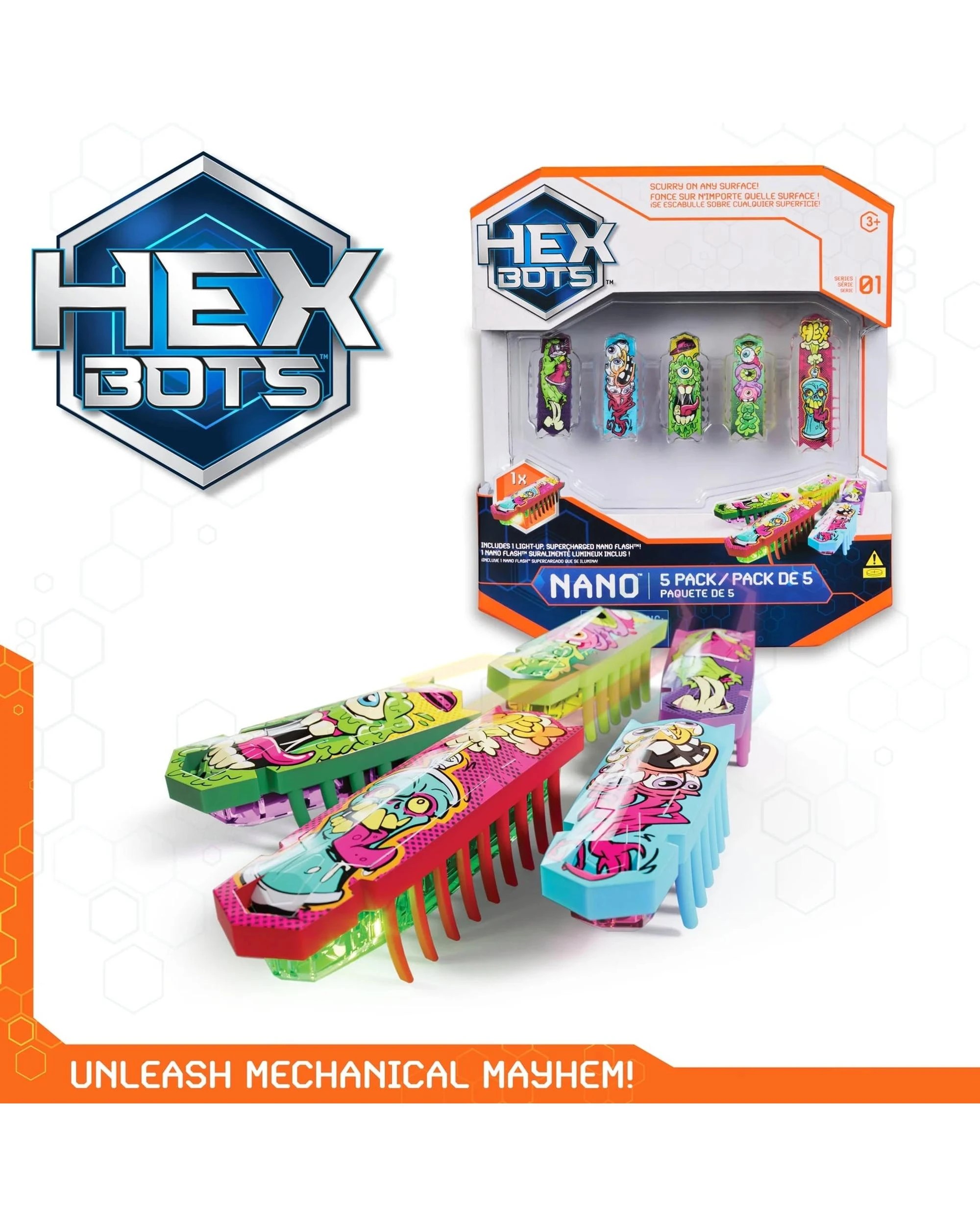 6 Hex Bots Nano 5 Pack with 1 Nano Flash, 6 of 6