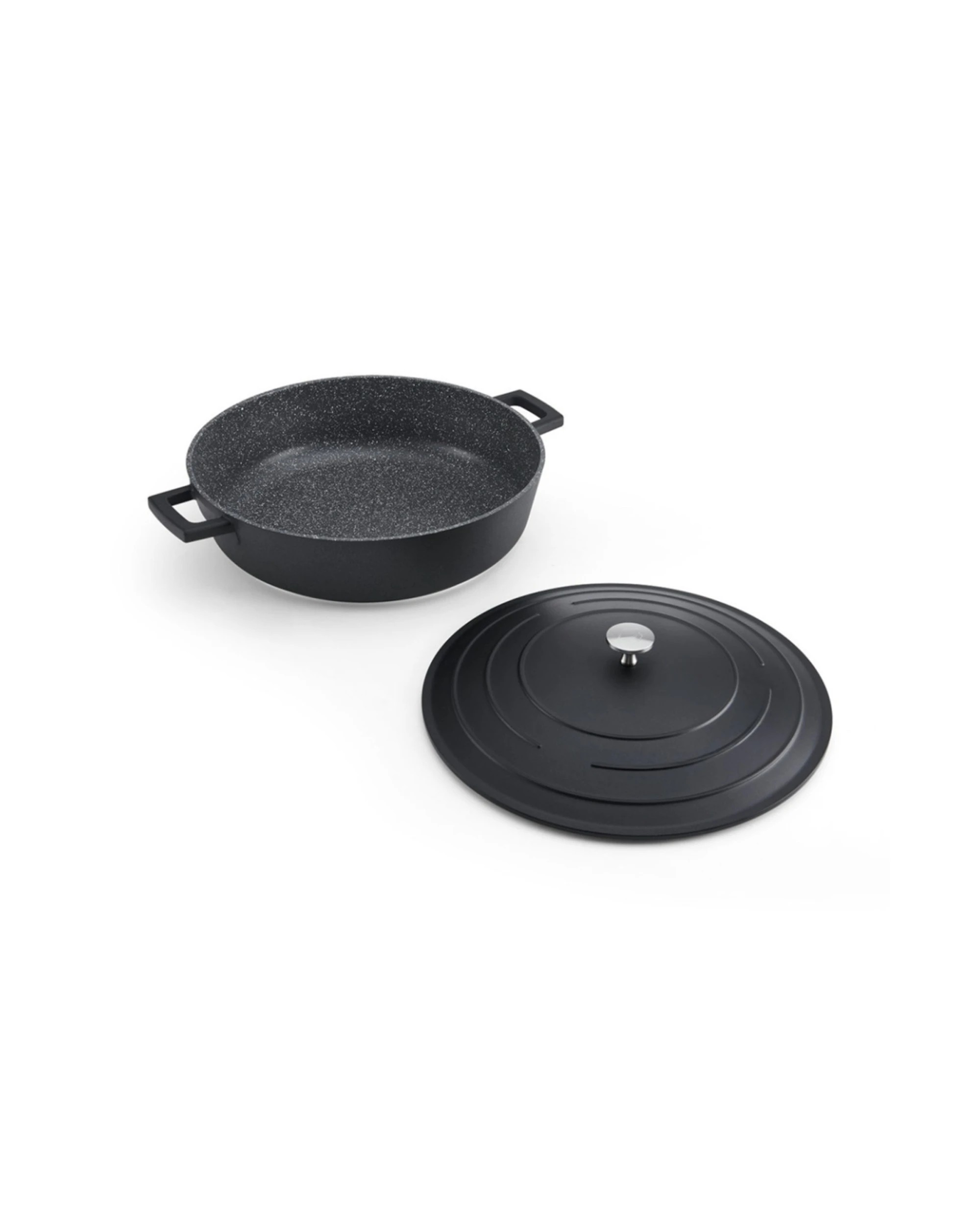 2 MasterCraft Cast Aluminium Shallow Casserole Dish Kitchen Cooking Pot 5L 33cm - Black, 2 of 6