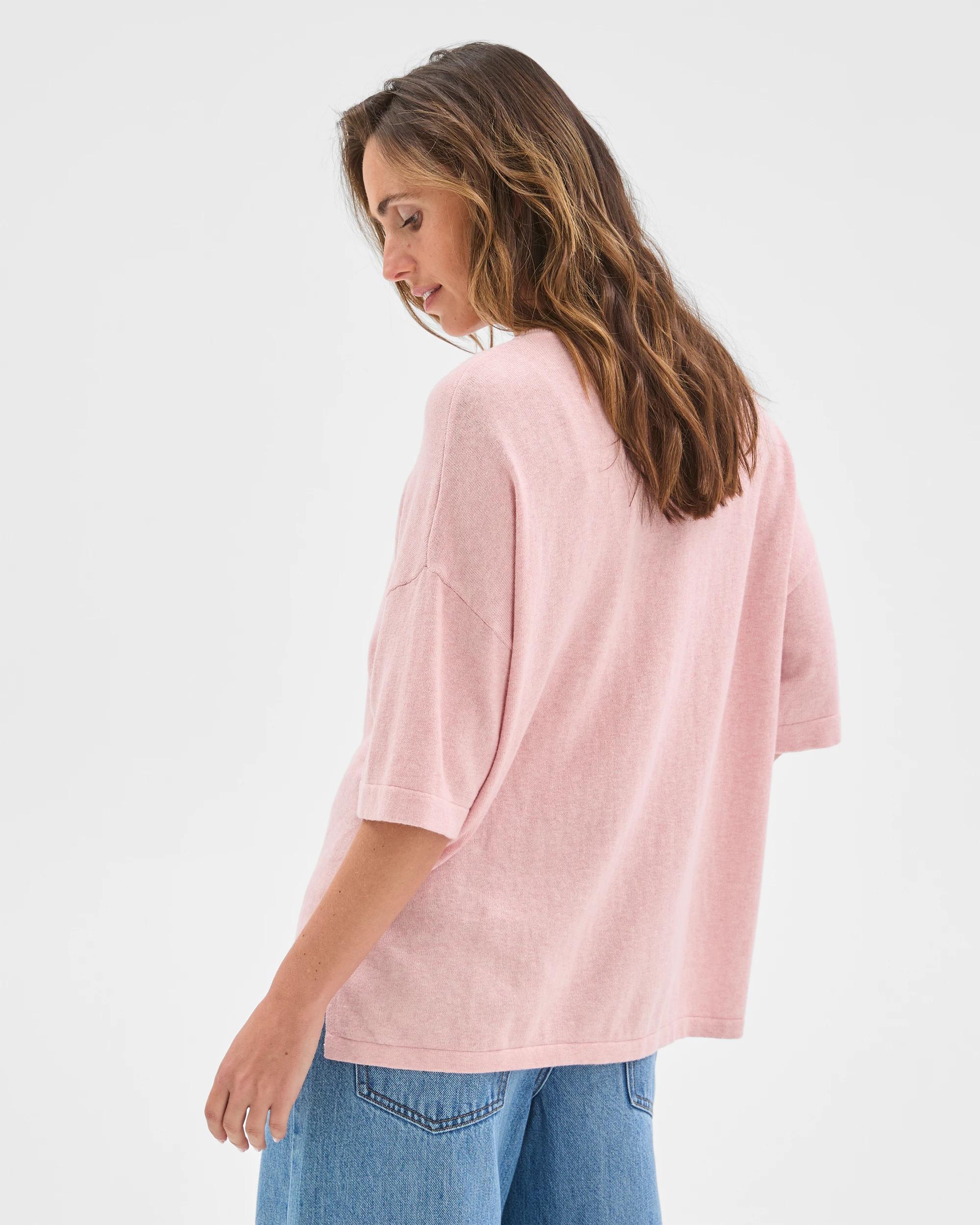 5 Target Woman Cotton Cashmere Crew Neck Knit T-Shirt SOFT BLUSH, 5 of 5