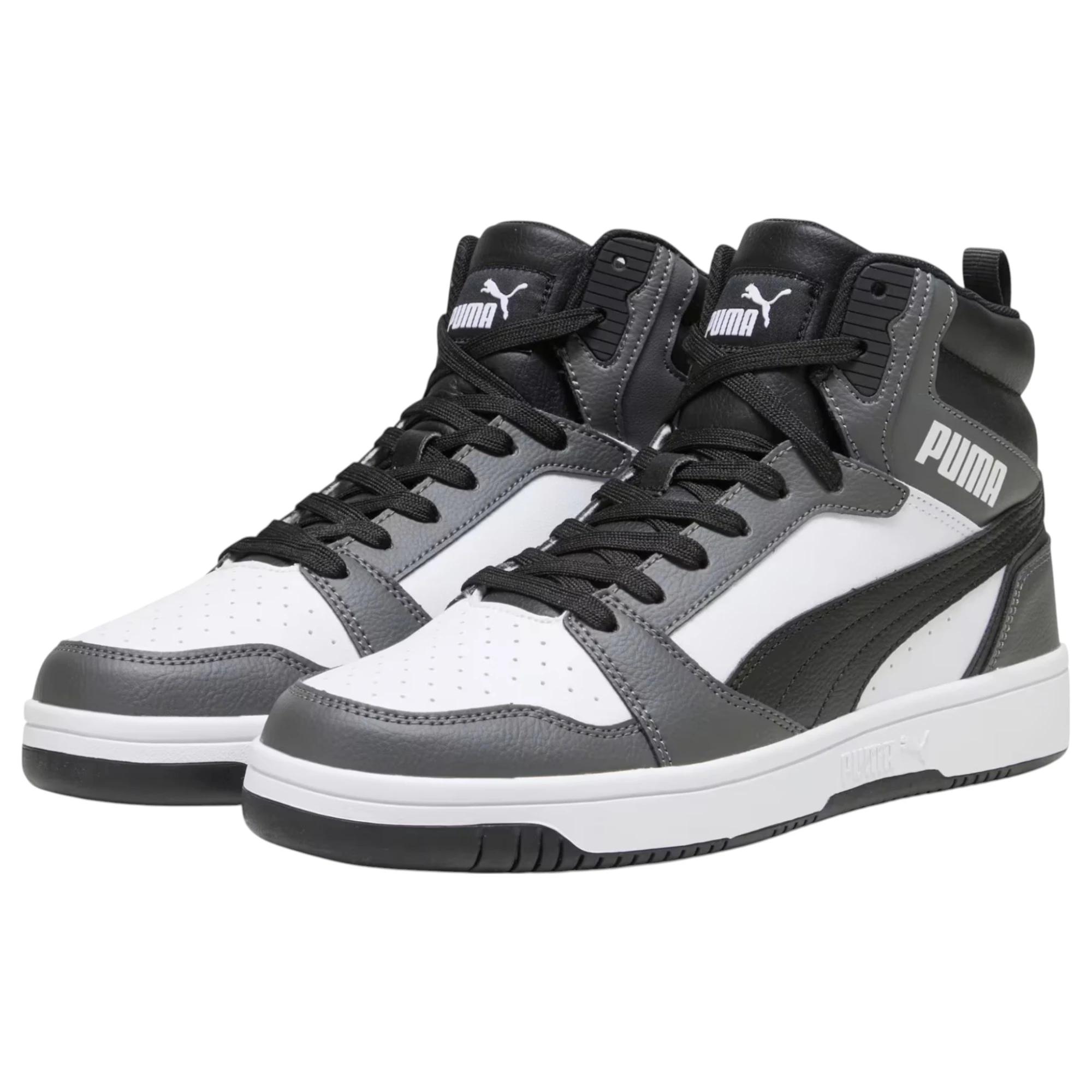 3 Puma Mens Rebound V6 Sneakers White/ Black/ Grey Shoes WHITE/BLACK/GREY, 3 of 7