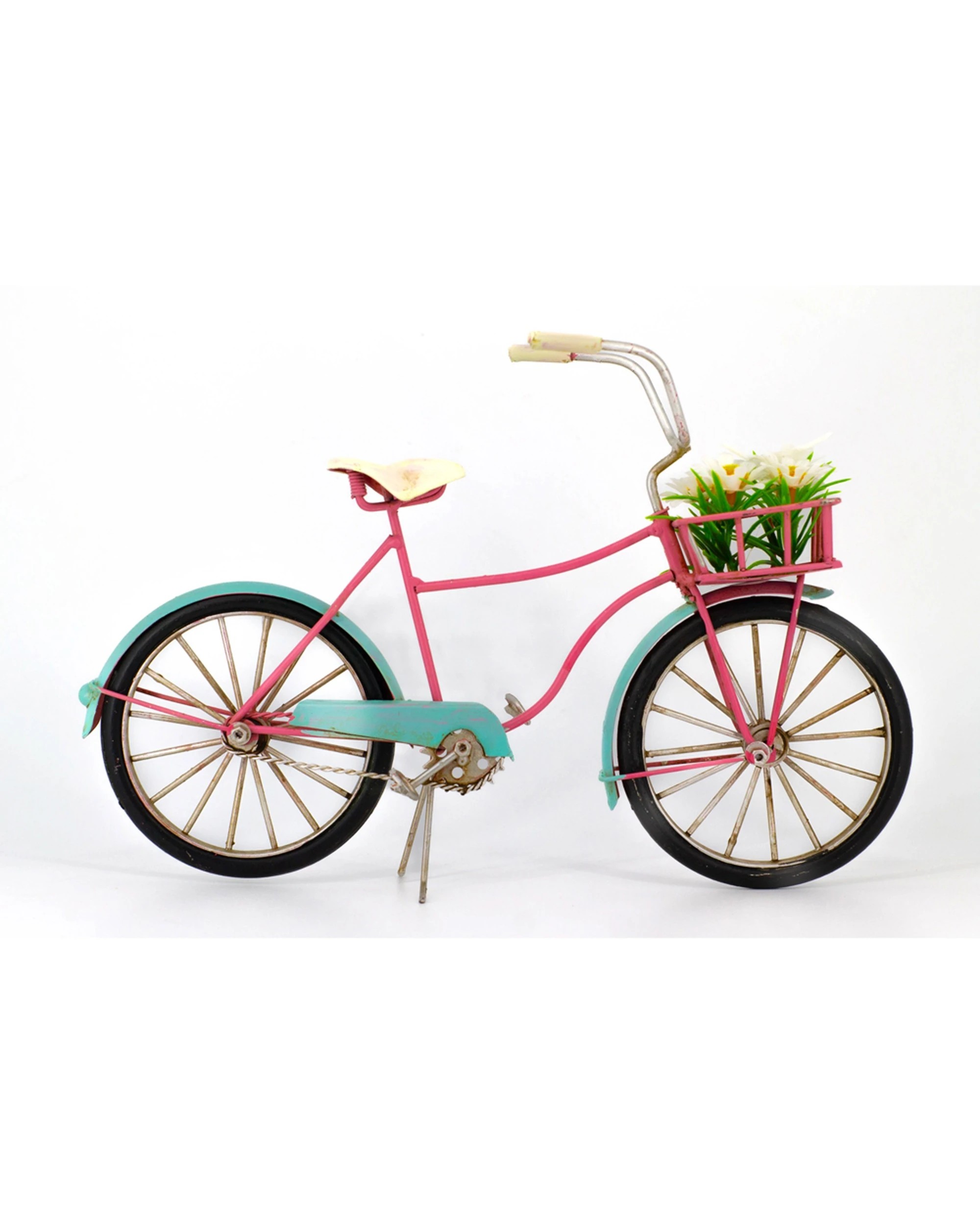 2 Boyle Metal Display Bicycle With Flower Basket Ornament Home Decor 31cm - Multi, 2 of 3