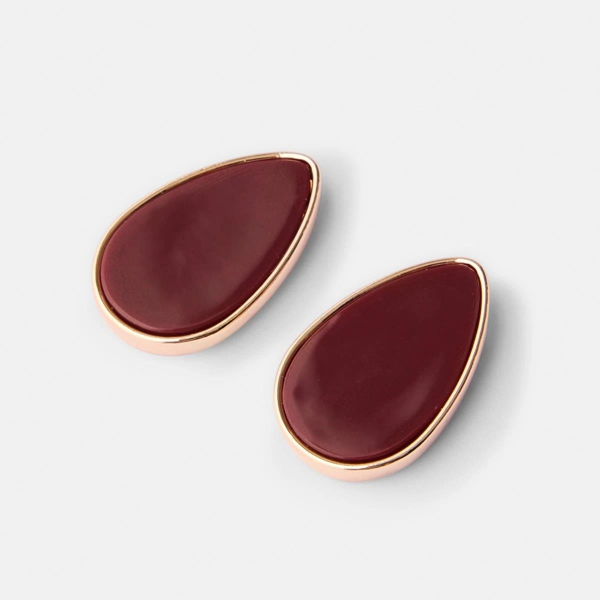 2 Stud Earrings - Red and Gold Tone Red, 2 of 5