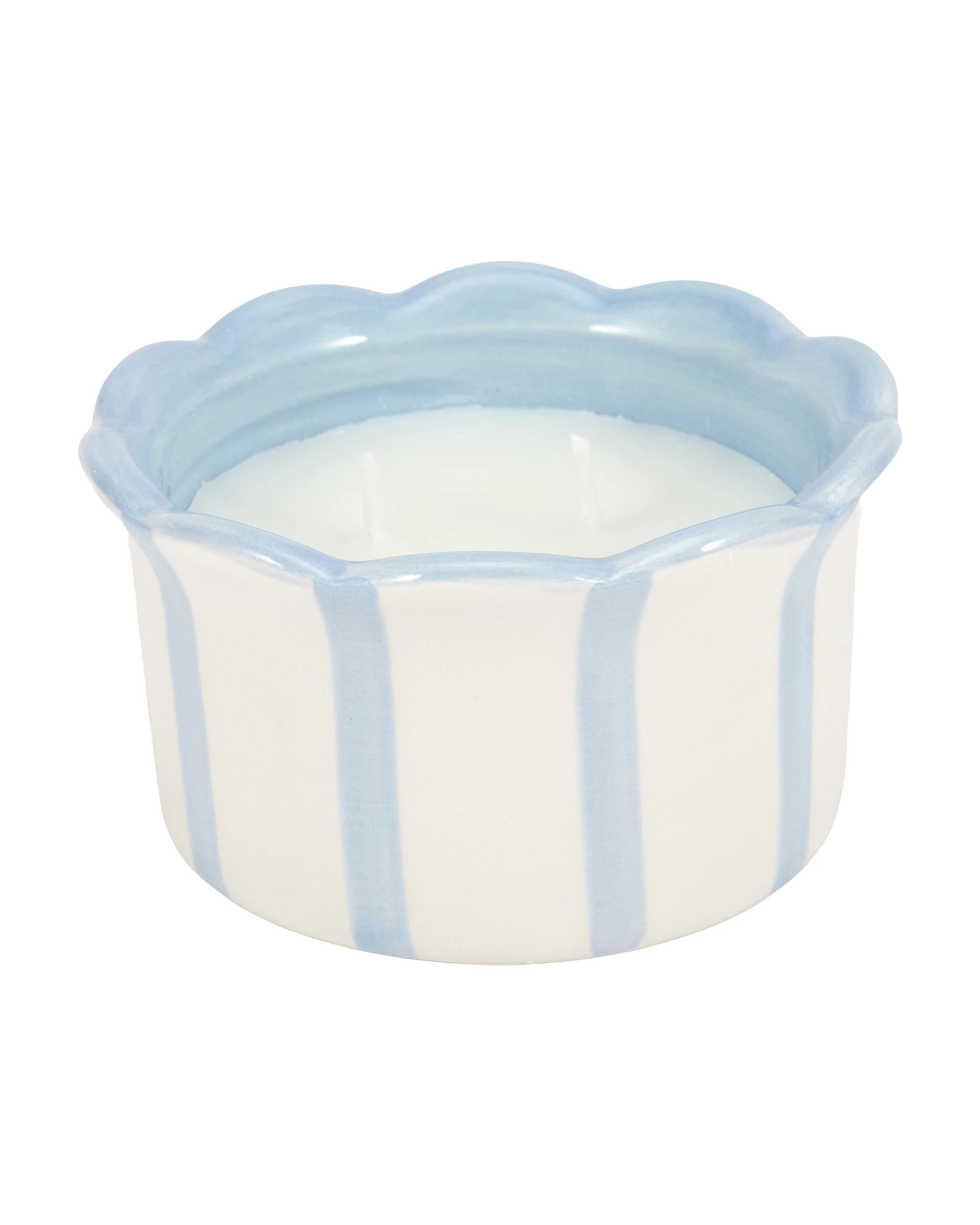 2 Blue Horizon Stripe Ceramic Candle, 2 of 5