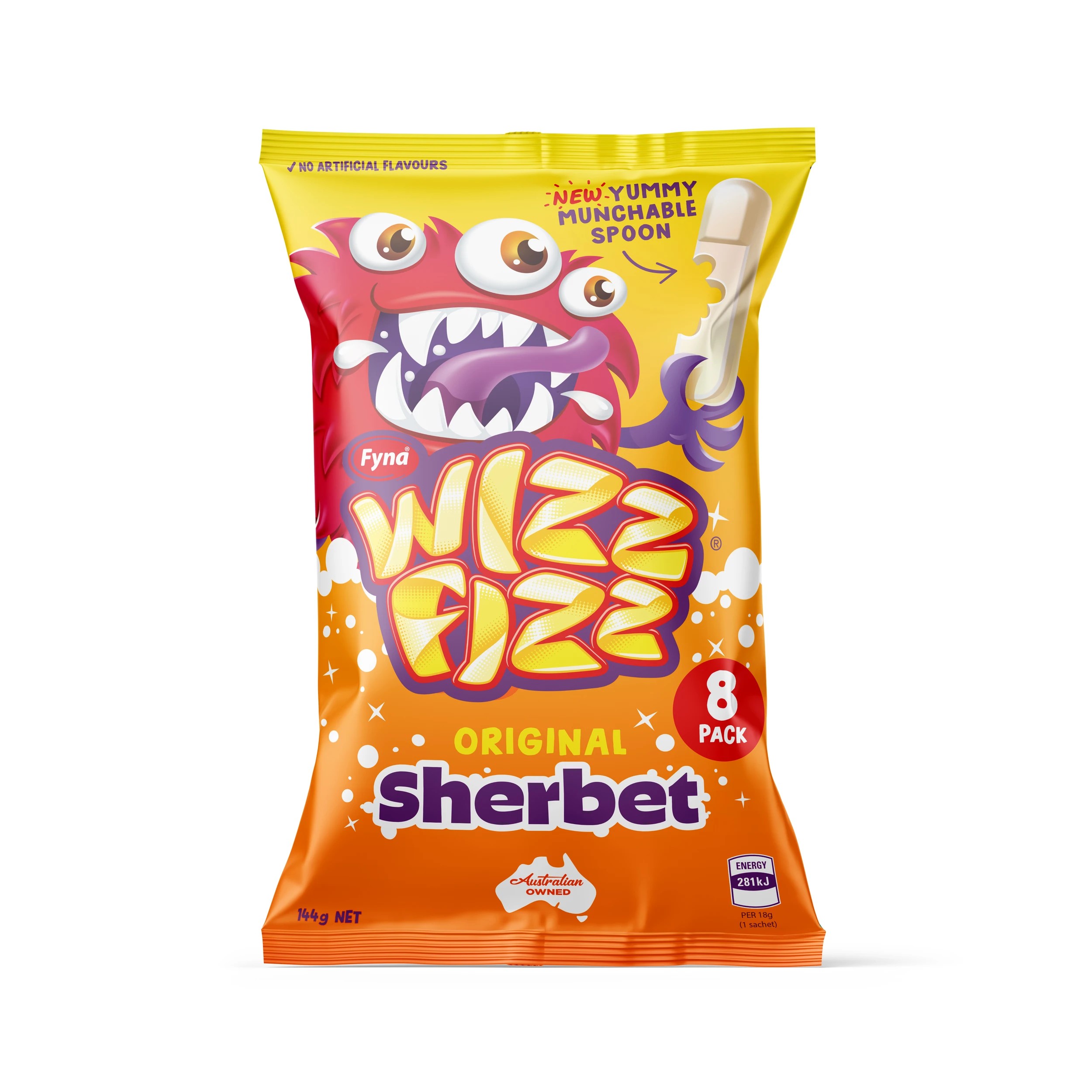 1 Fyna Wizz Fizz 8 Pack Original Sherbet 144g, 1 of 2