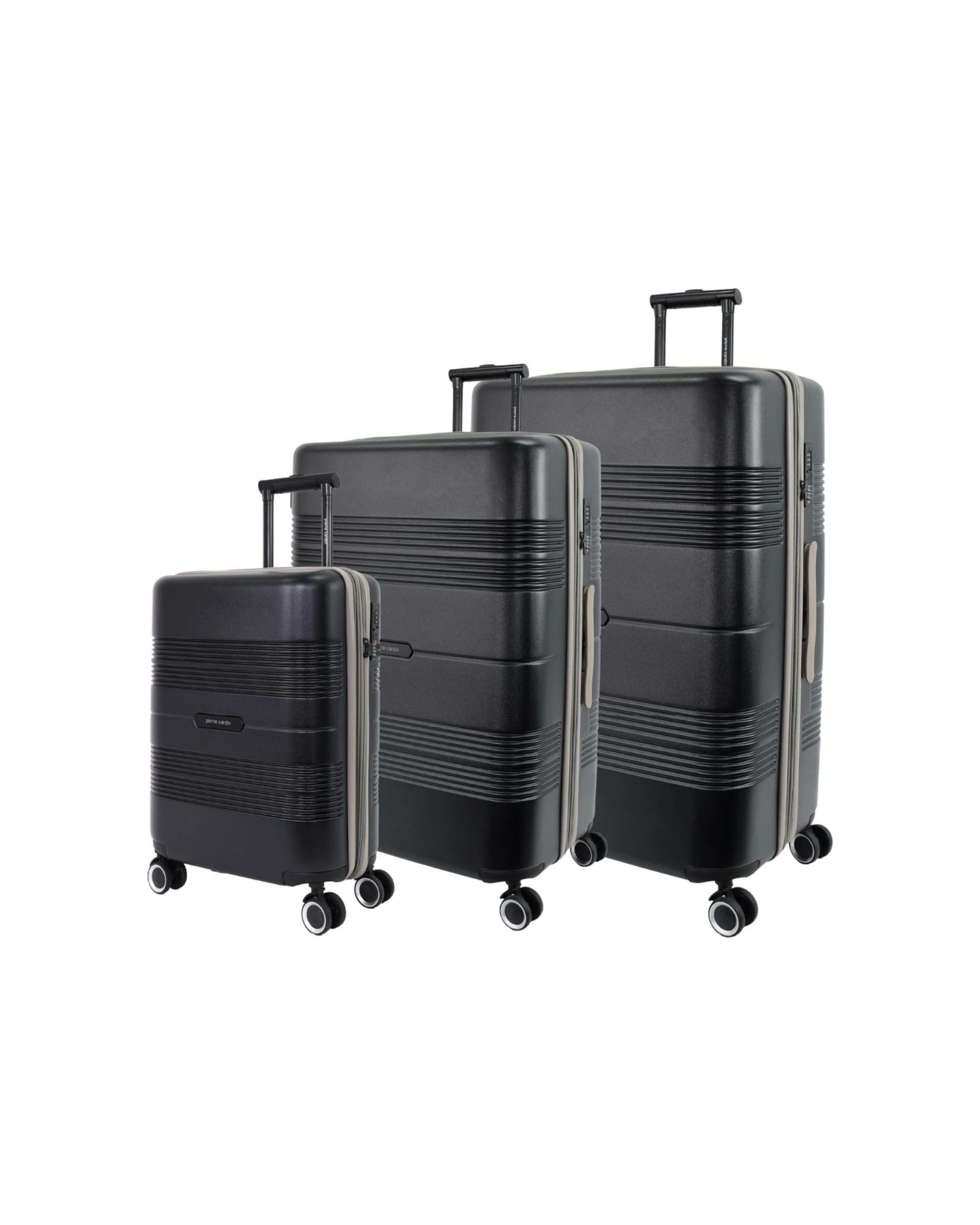 1 Pierre Cardin 3pc Travel Hard Shell Case CABIN/MED/LRG Suitcase Set Luggage - Black, 1 of 6