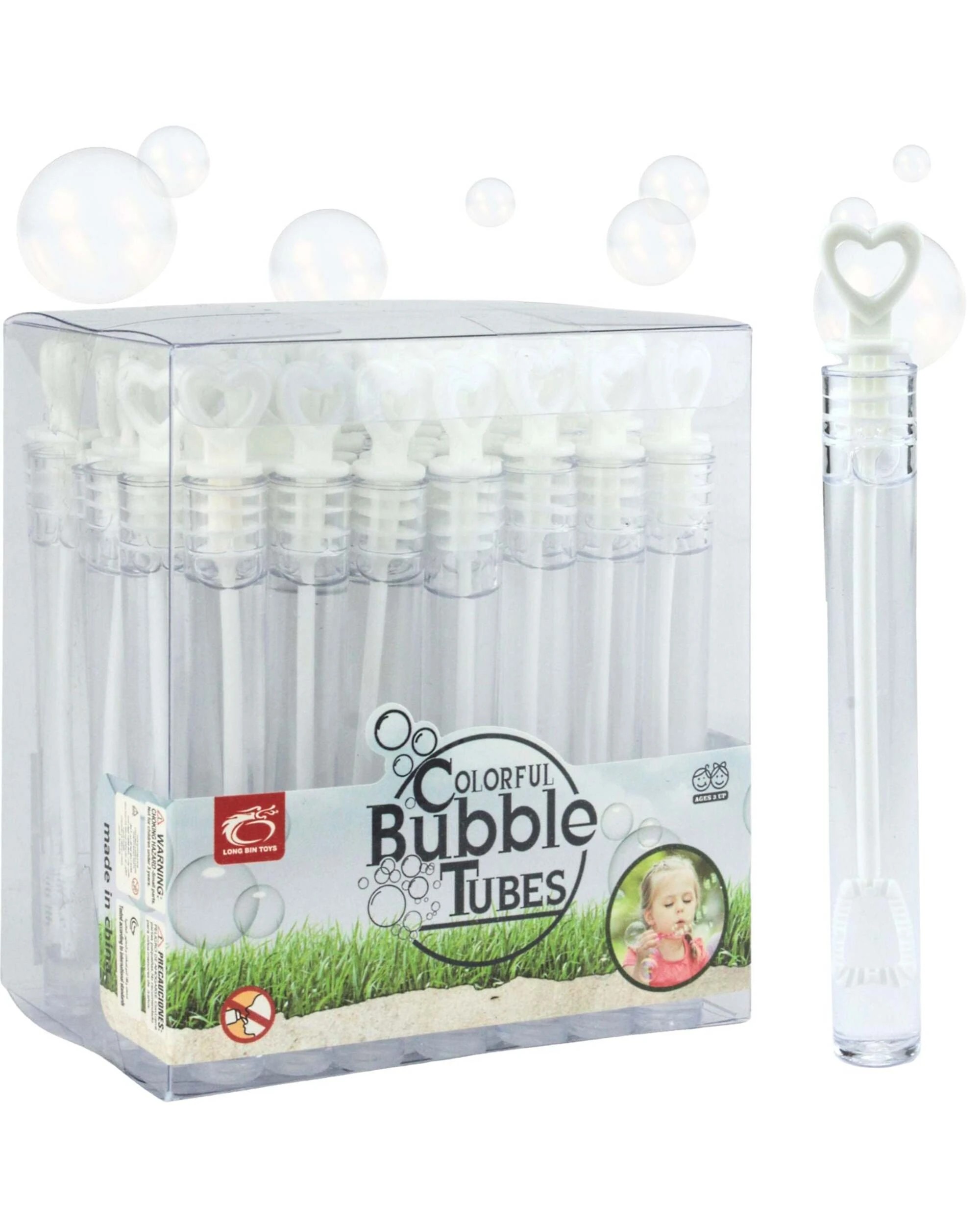 1 Partyrama 48Pcs Mini White Love Heart Bubble Wands - White, 1 of 4