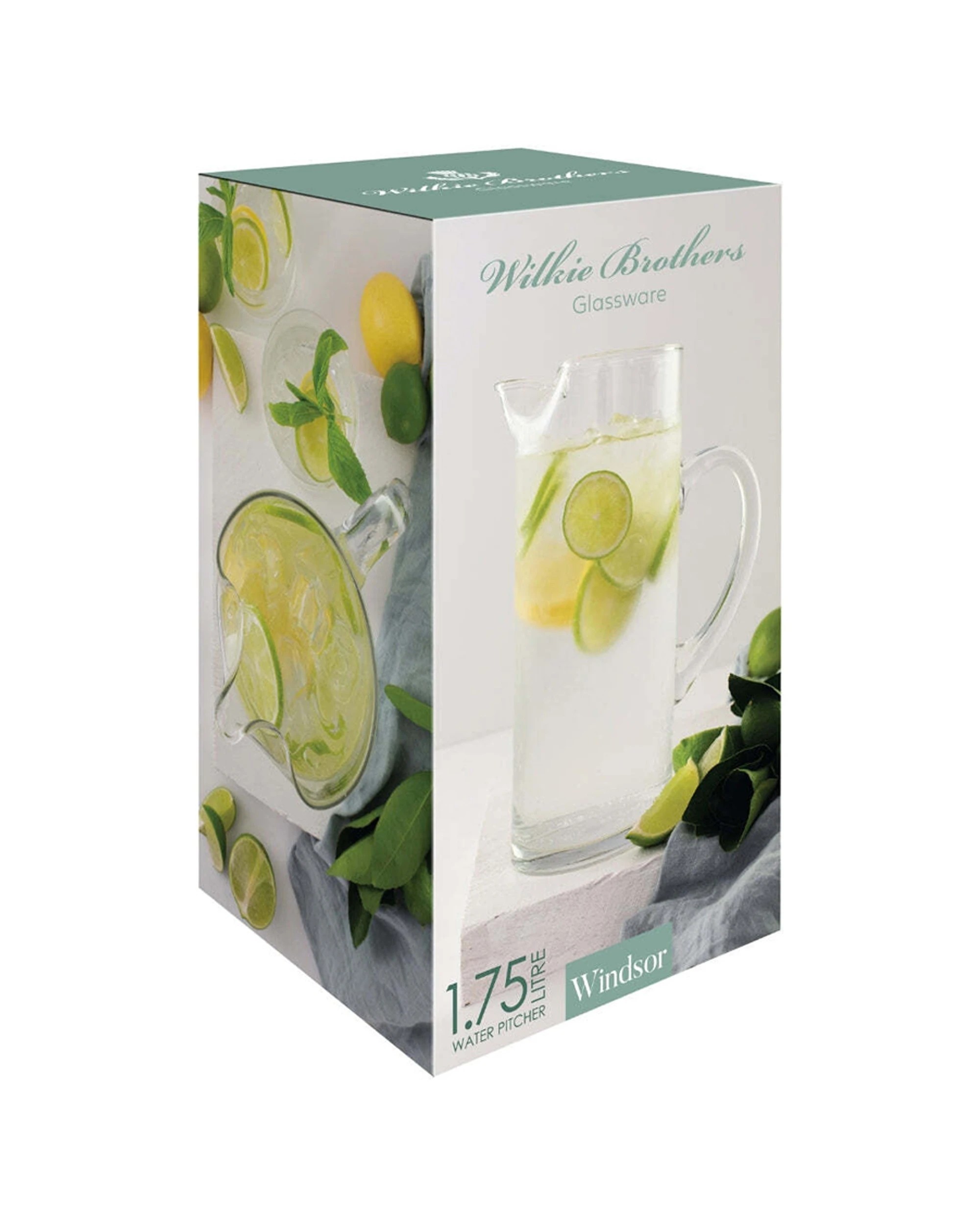 2 Wilkie Brothers Windsor Glass Water Jug 1.75L Ergonomic Handle Gift Boxed - Clear, 2 of 3