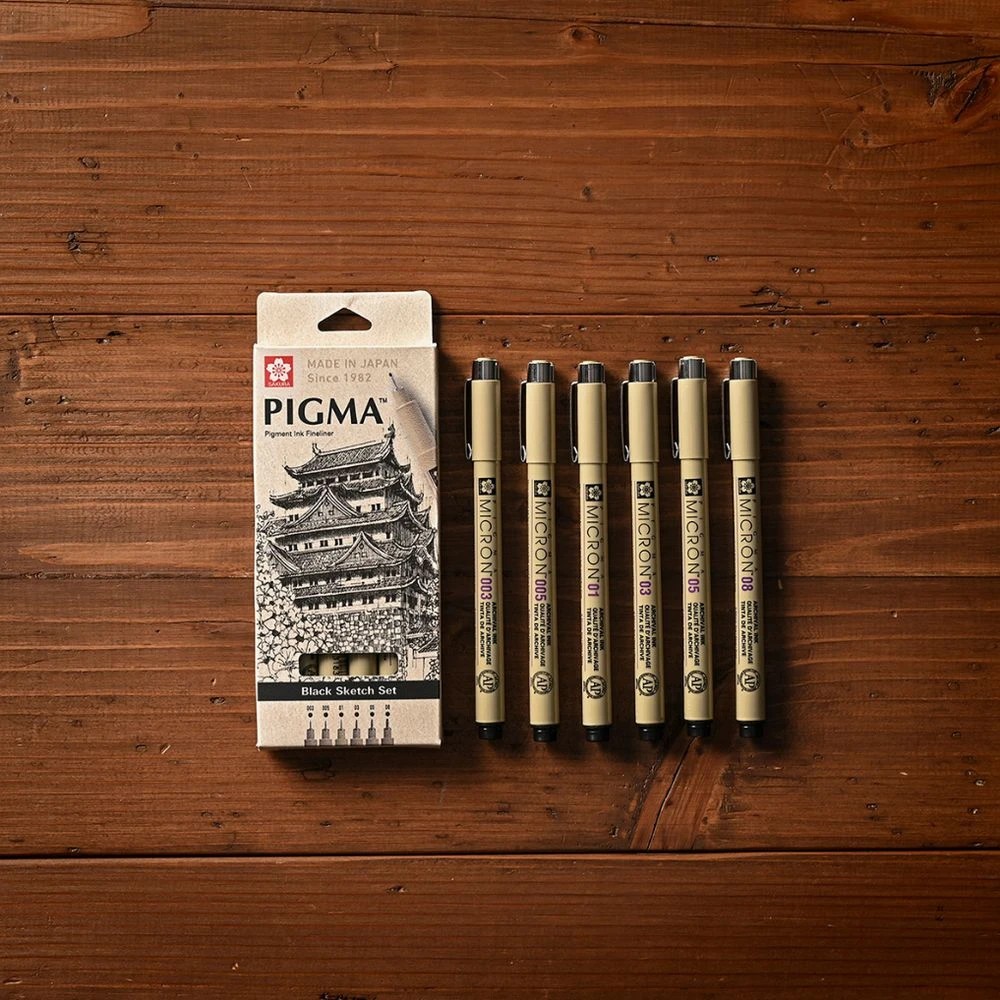 5 Sakura Pigma Micron Fineliners Assorted Sizes Black 6 Pack, 5 of 5