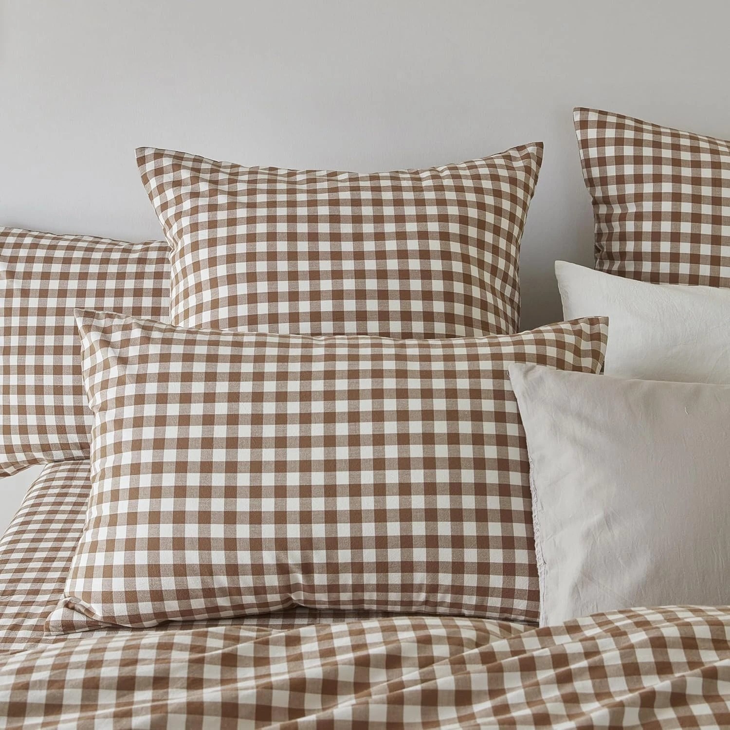 3 Gioia Casa Yarn-Dyed Vintage Washed Cotton Quilt Cover Set - Super King Bed - Brown, 3 of 6