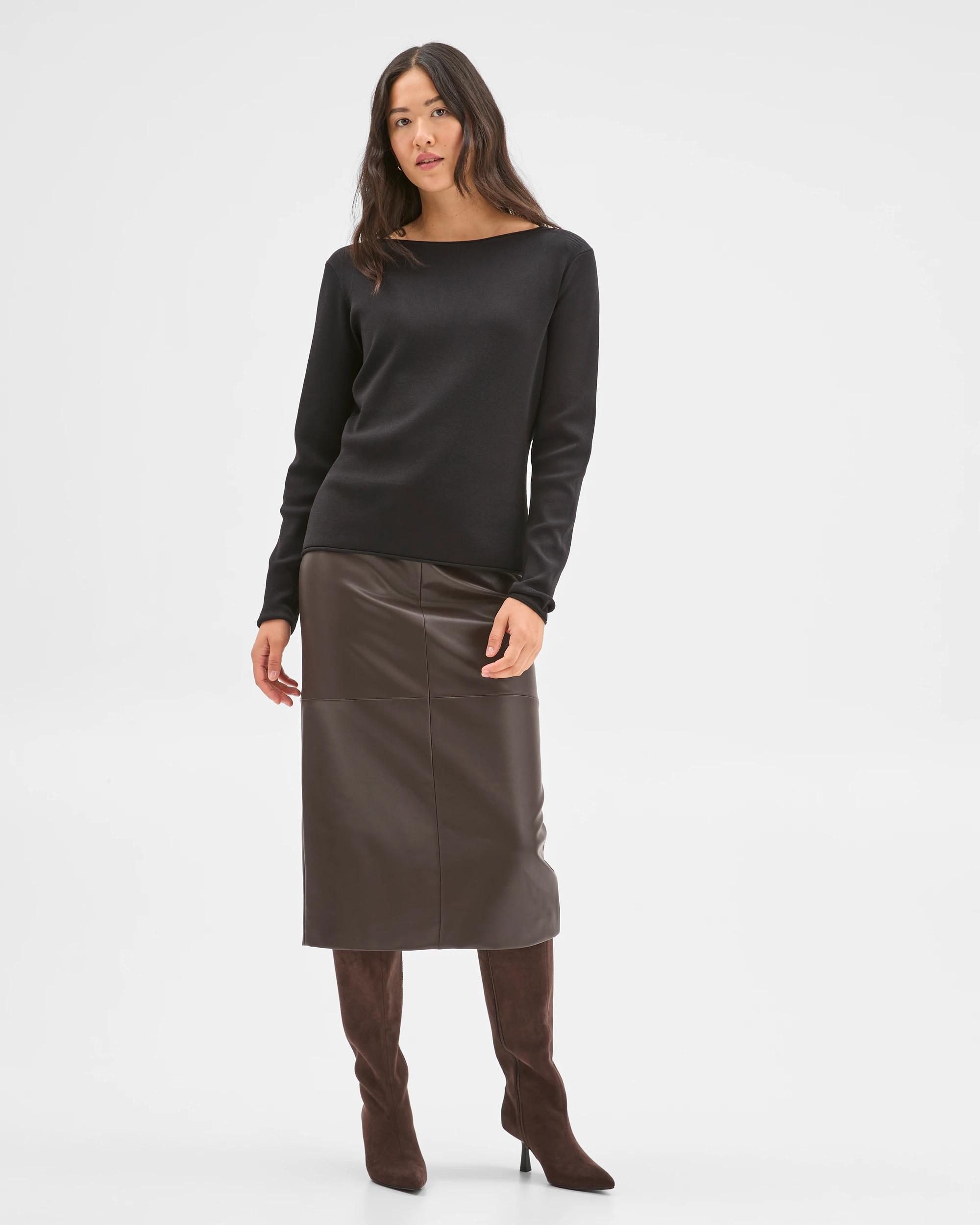 3 Preview PU Midi Pencil Skirt TRUFFLE, 3 of 6