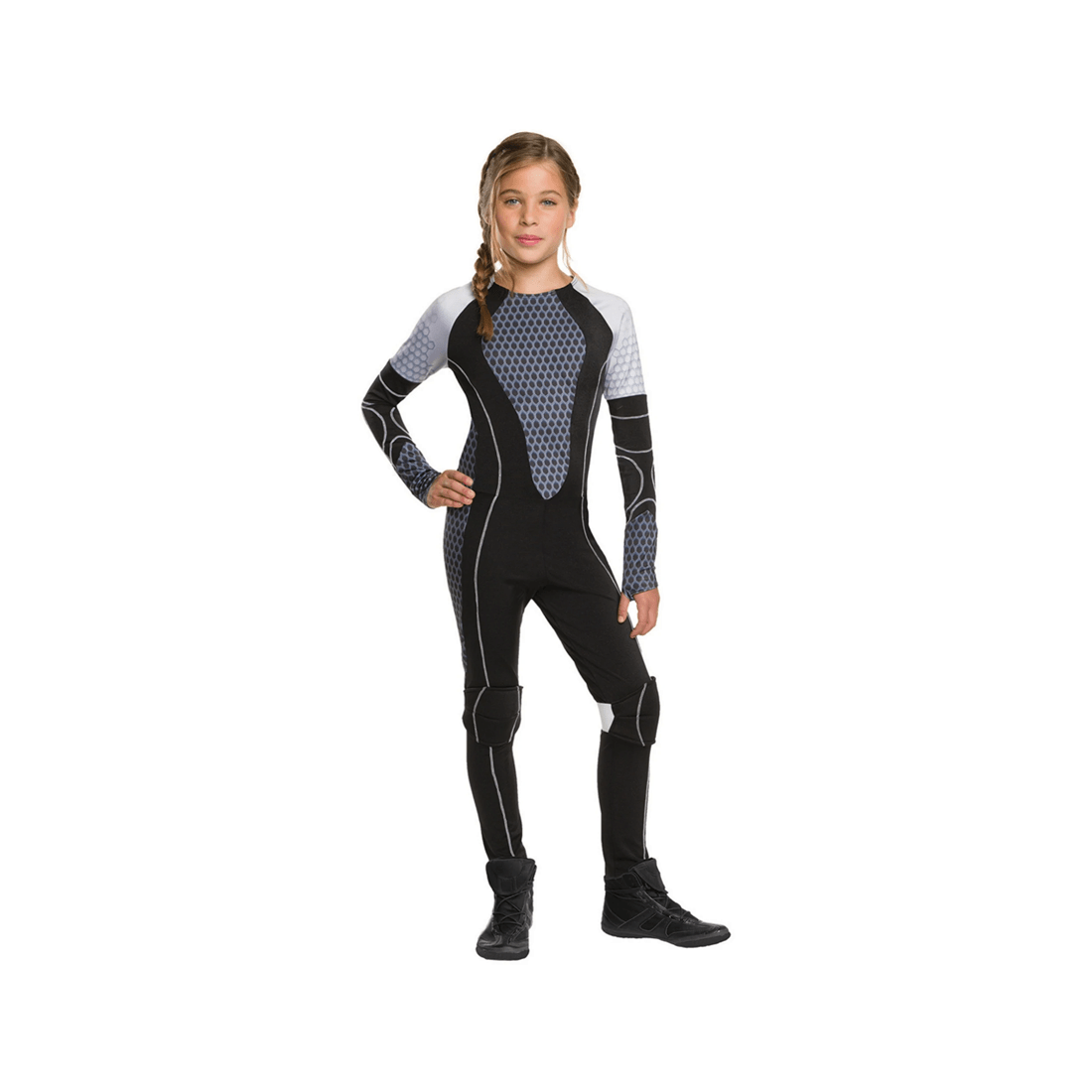 1 The Hunger Games Tween Costume With Printed Armour And Knee Pads - Size S
 - Black, 1 of 3