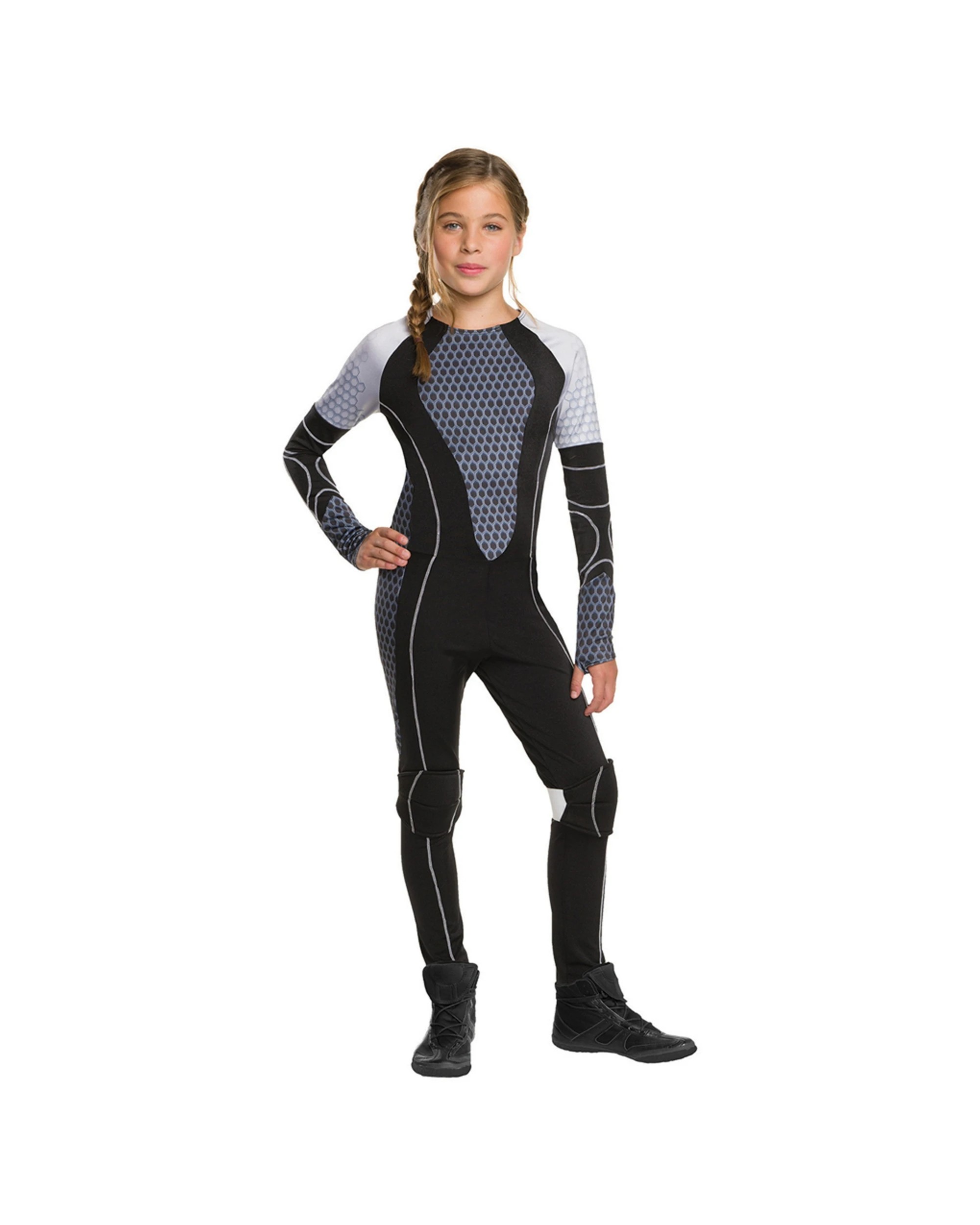 1 The Hunger Games Tween Costume With Printed Armour And Knee Pads - Size S
 - Black, 1 of 3