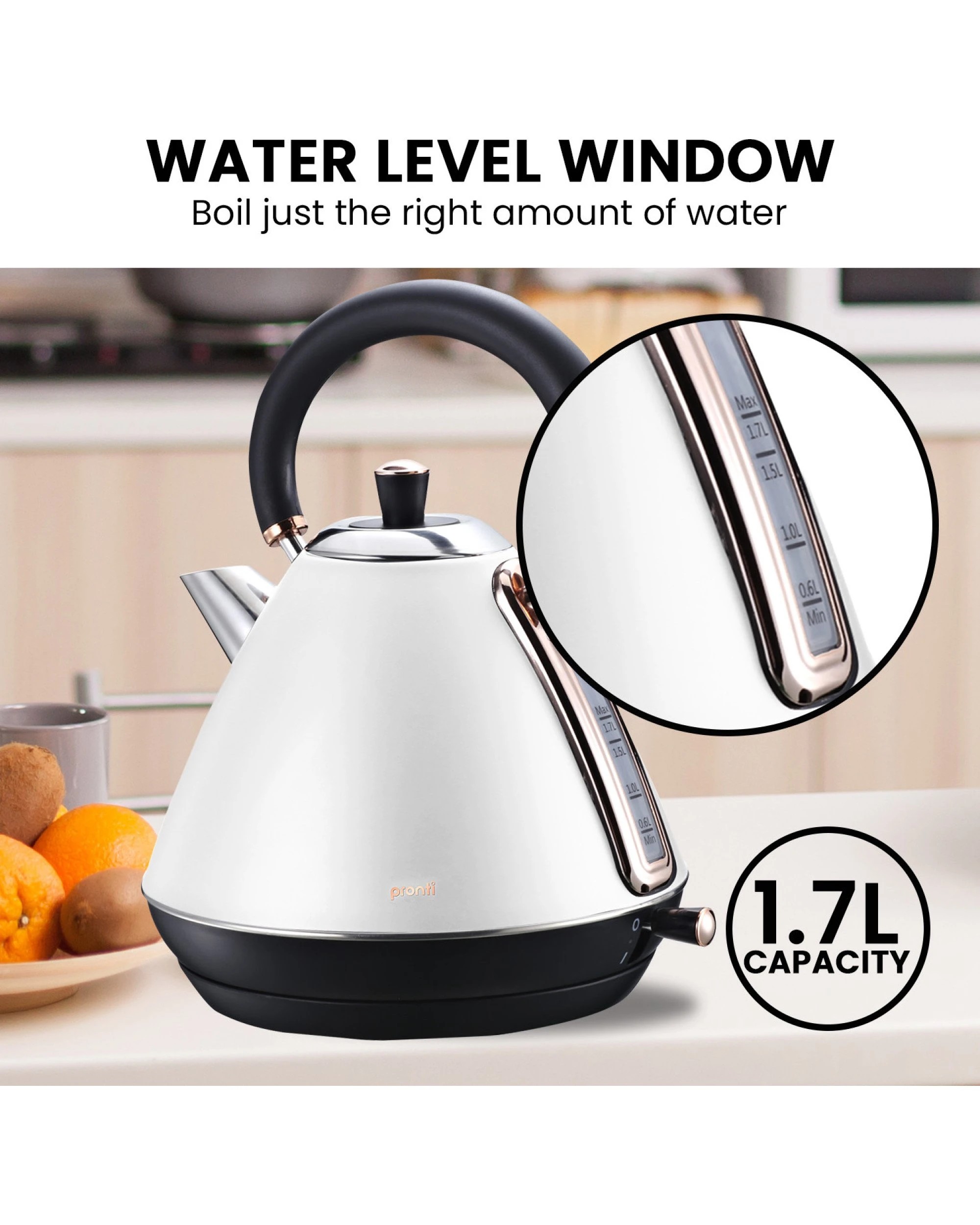 6 Pronti Rose Trim Collection Toaster And Kettle Bundle - White, 6 of 10