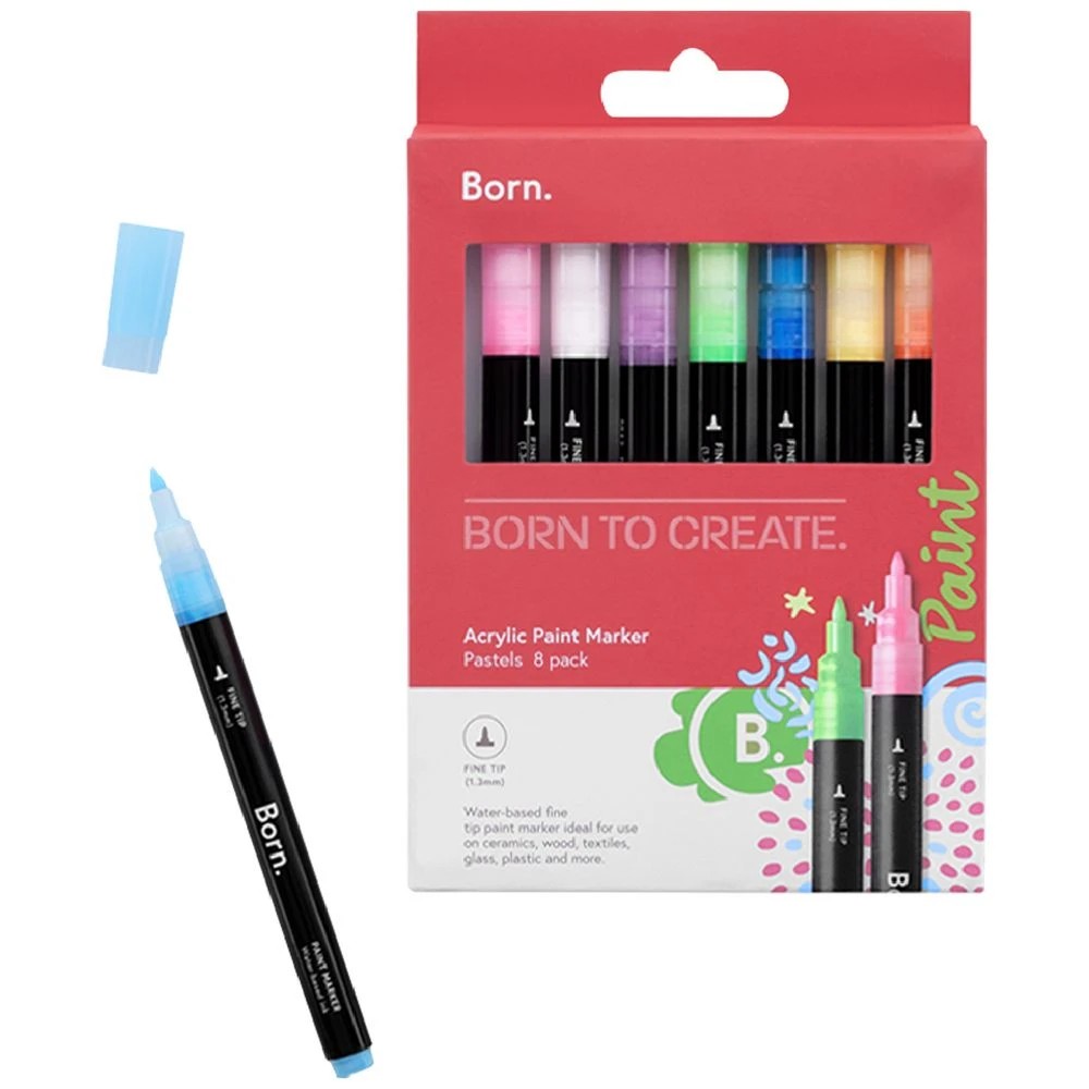 1 Born Acrylic Paint Marker 1.3mm Pastels 8 Pack, 1 of 4