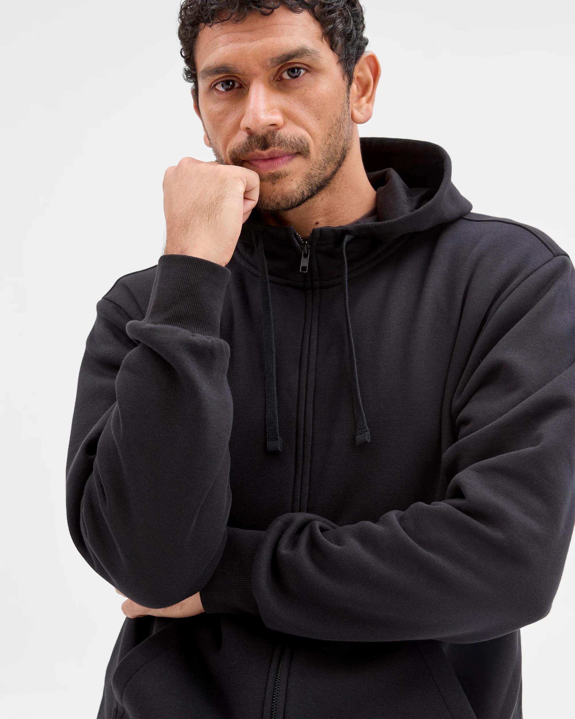 3 Target Man Australian Cotton Blend Zip Thru Hoodie BLACK, 3 of 5