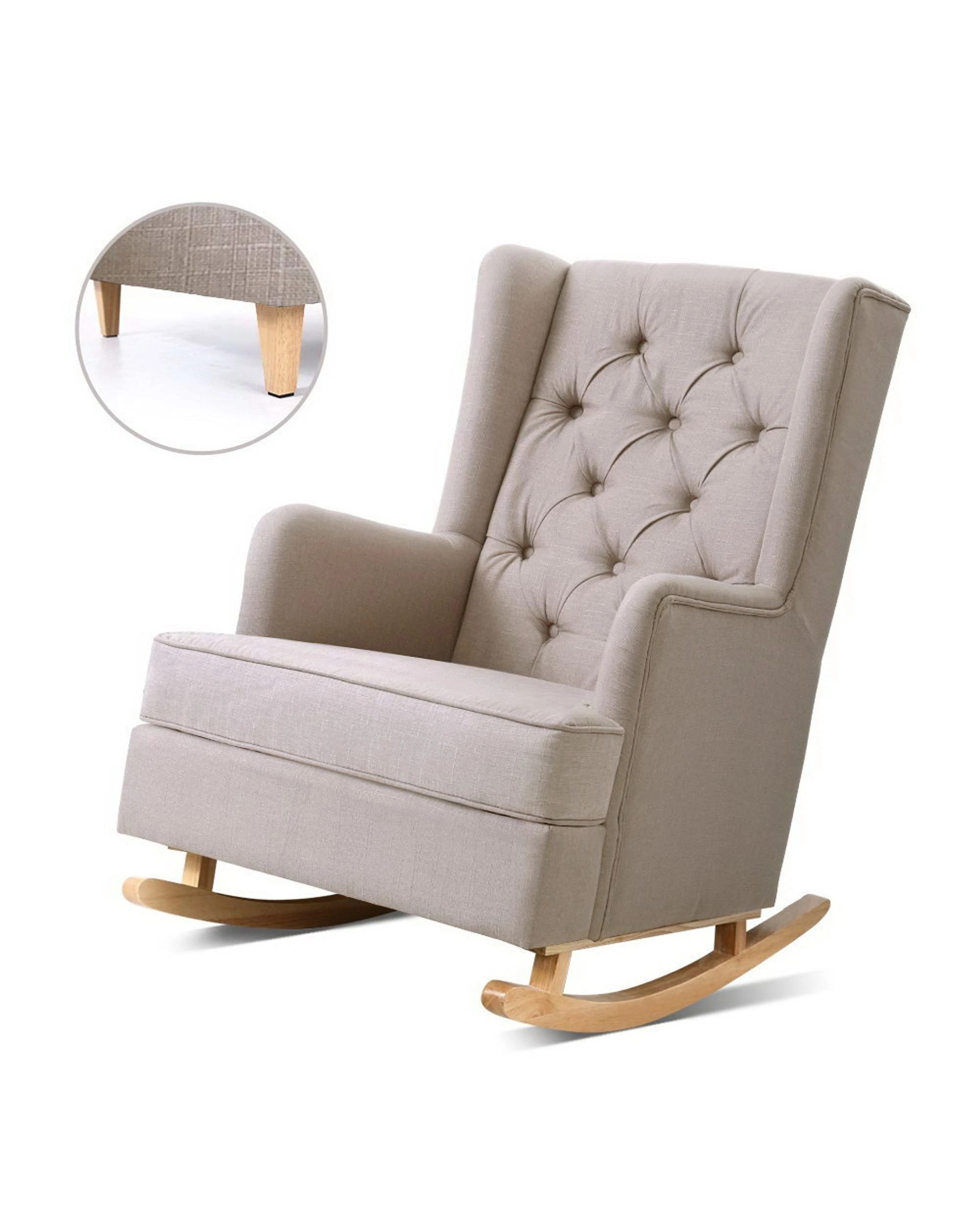 1 Artiss Rocking Chair Armchair Linen Fabric
 - White, 1 of 3