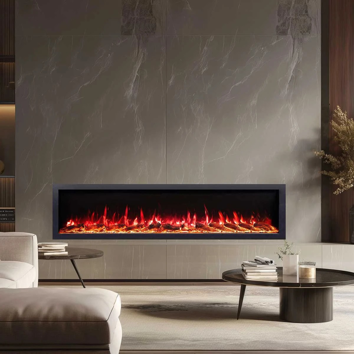 1 Moda Living Capriccio 72 inch Electric Fireplace - Black, 1 of 7