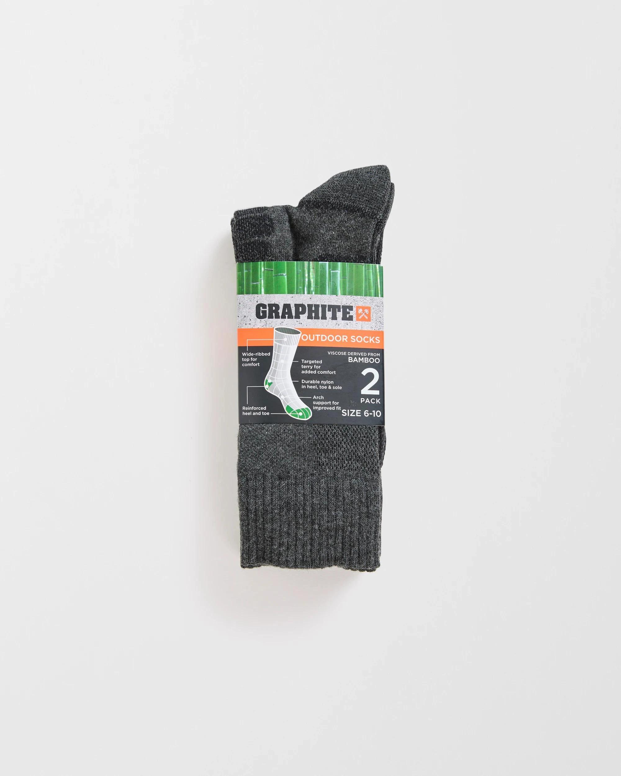1 Graphite Bamboo 2 Pack Performance Work Crew Socks CHARCOAL, 1 of 1