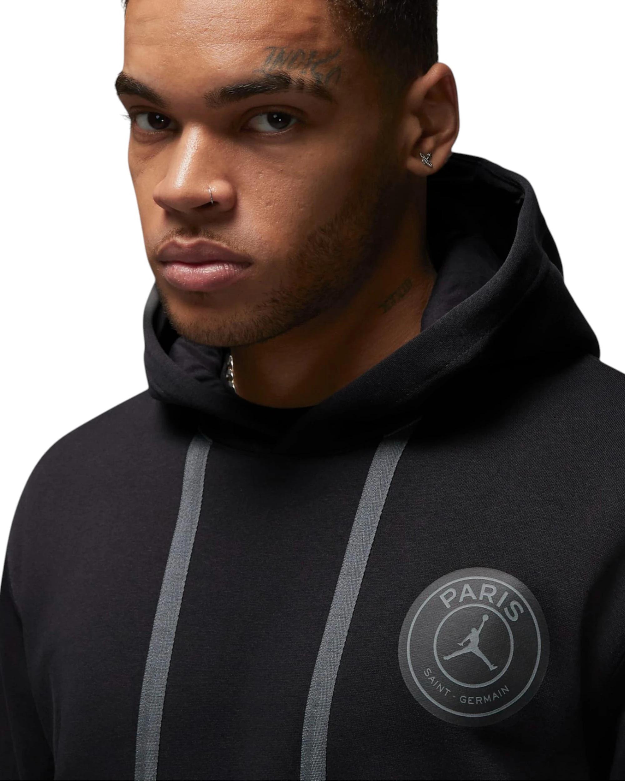 4 Nike Mens Jordan Paris Saint-Germain Black Fleece Pullover Hoodie BLACK, 4 of 7