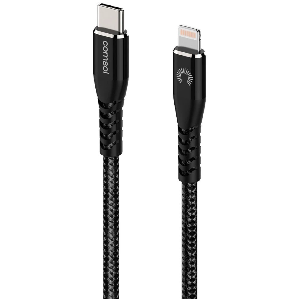 1 Comsol Kevlar USB-C to Lightning MFi Cable 3m Black, 1 of 3