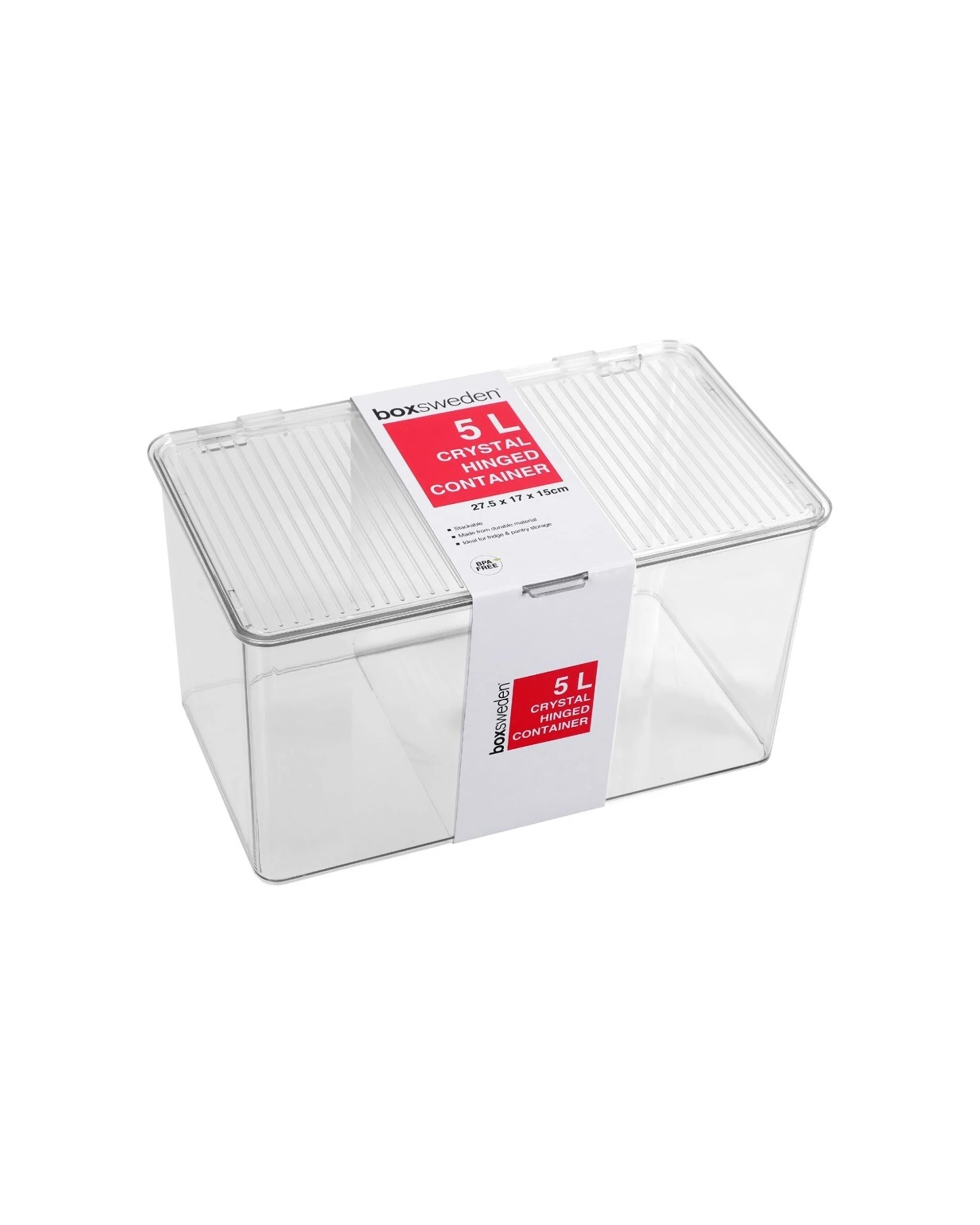 1 Boxsweden Crystal 5l Hinged Container 27.5cm Home Storage Box With Lid Included
 - Clear, 1 of 8