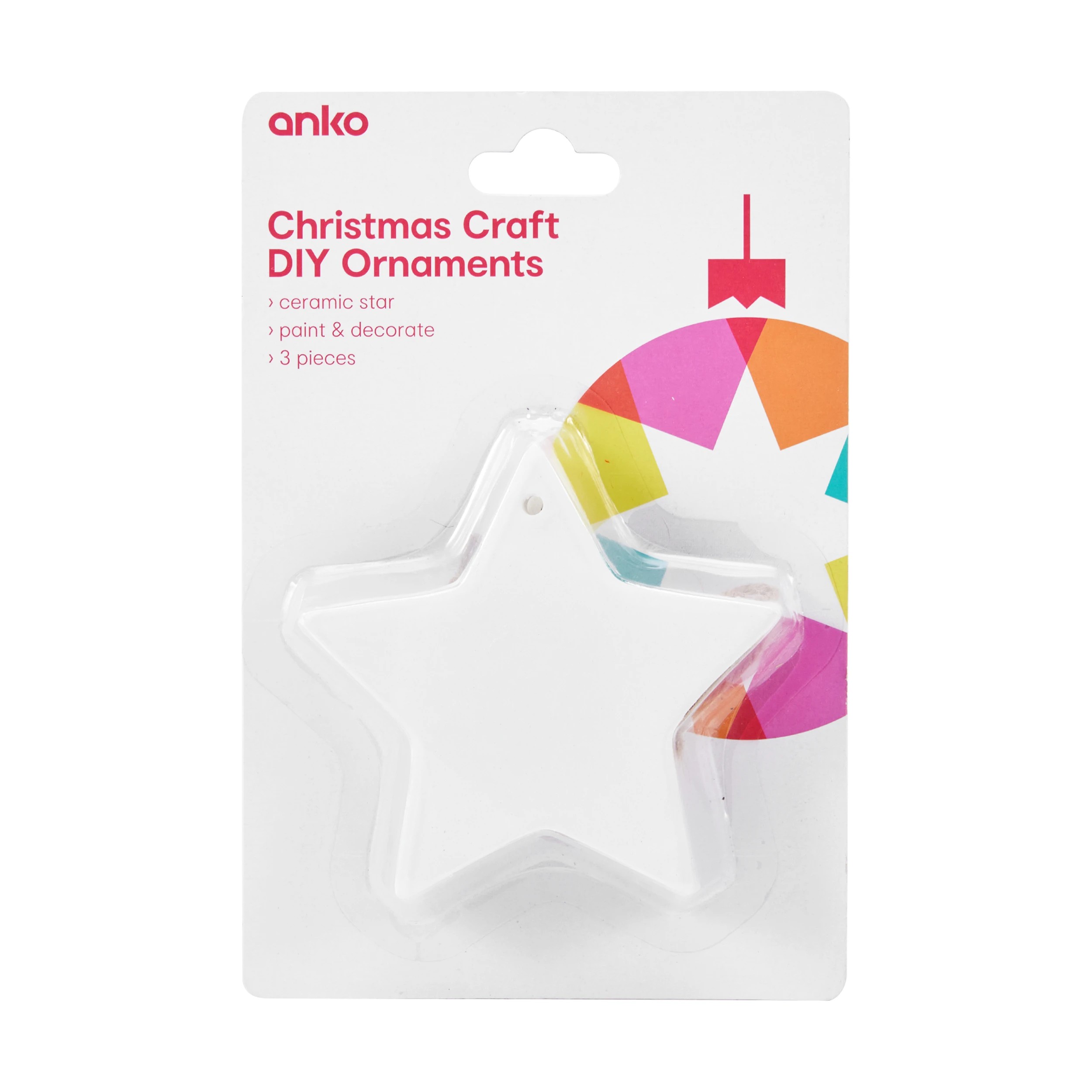 1 3 Pack Christmas Craft DIY Ornaments - Ceramic Star, 1 of 3