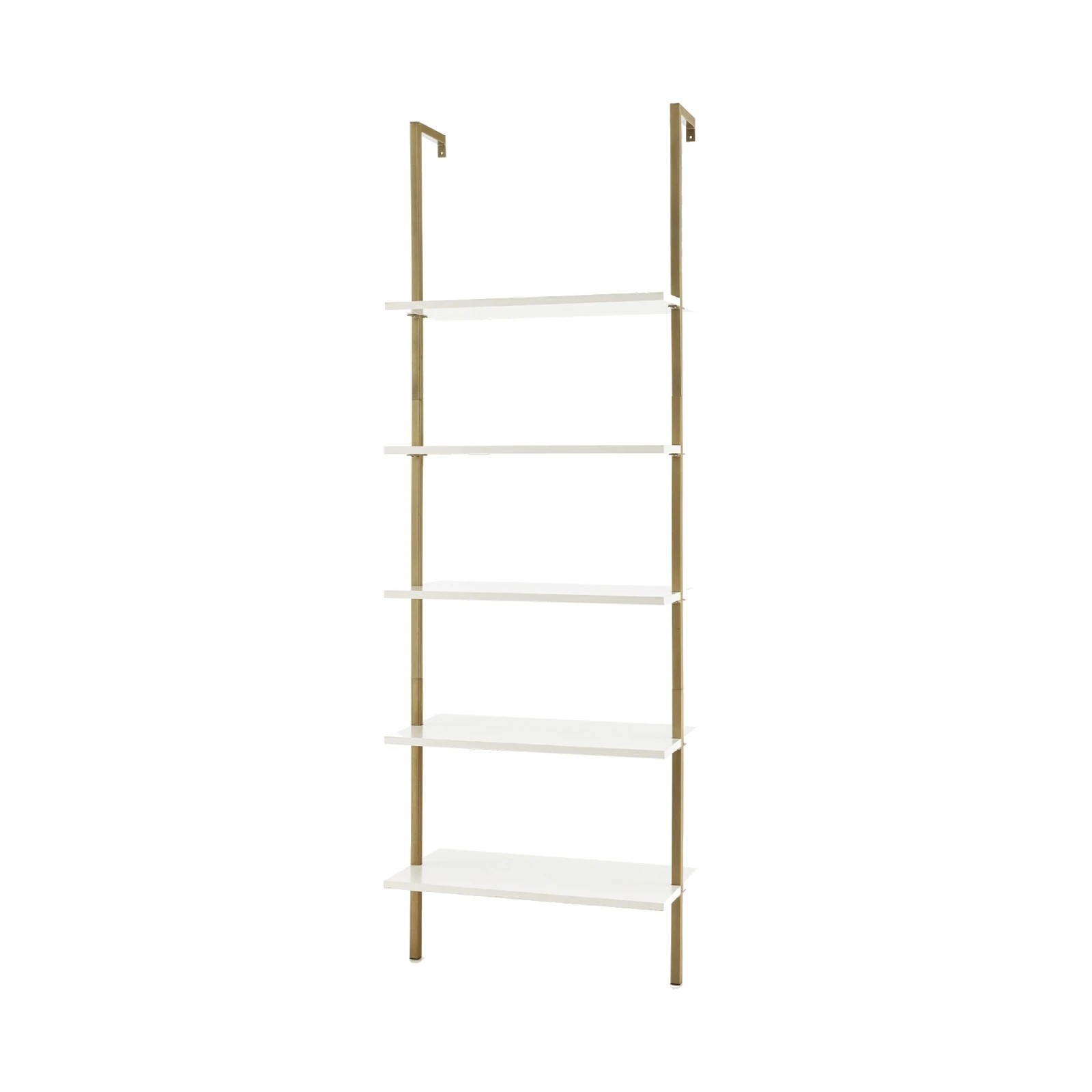 1 Costway 5-Tier Ladder Shelf Wall Mounted Bookshelf Bookcase Display Storage Rack - Gold, 1 of 4