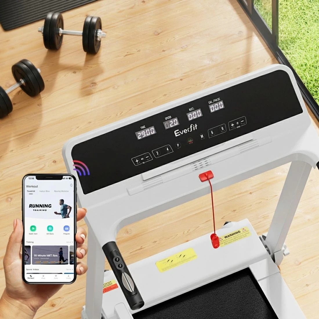 5 Everfit Treadmill Electric Home Gym Fitness Exercise Knob Foldable 420mm - White, 5 of 6