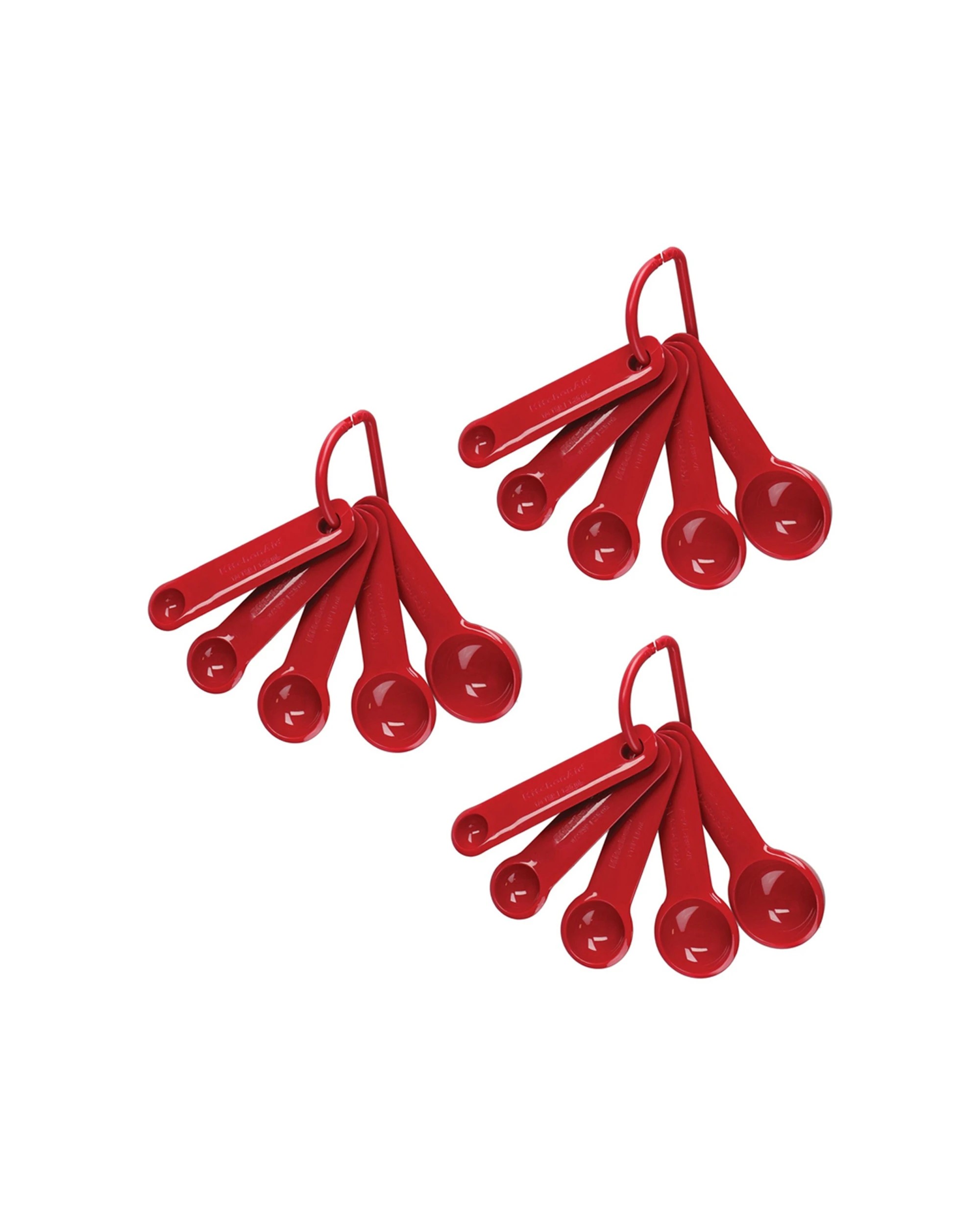 1 KitchenAid Plastic Measuring Spoons Set 3x5pc Nesting Dishwasher Safe - Red, 1 of 4