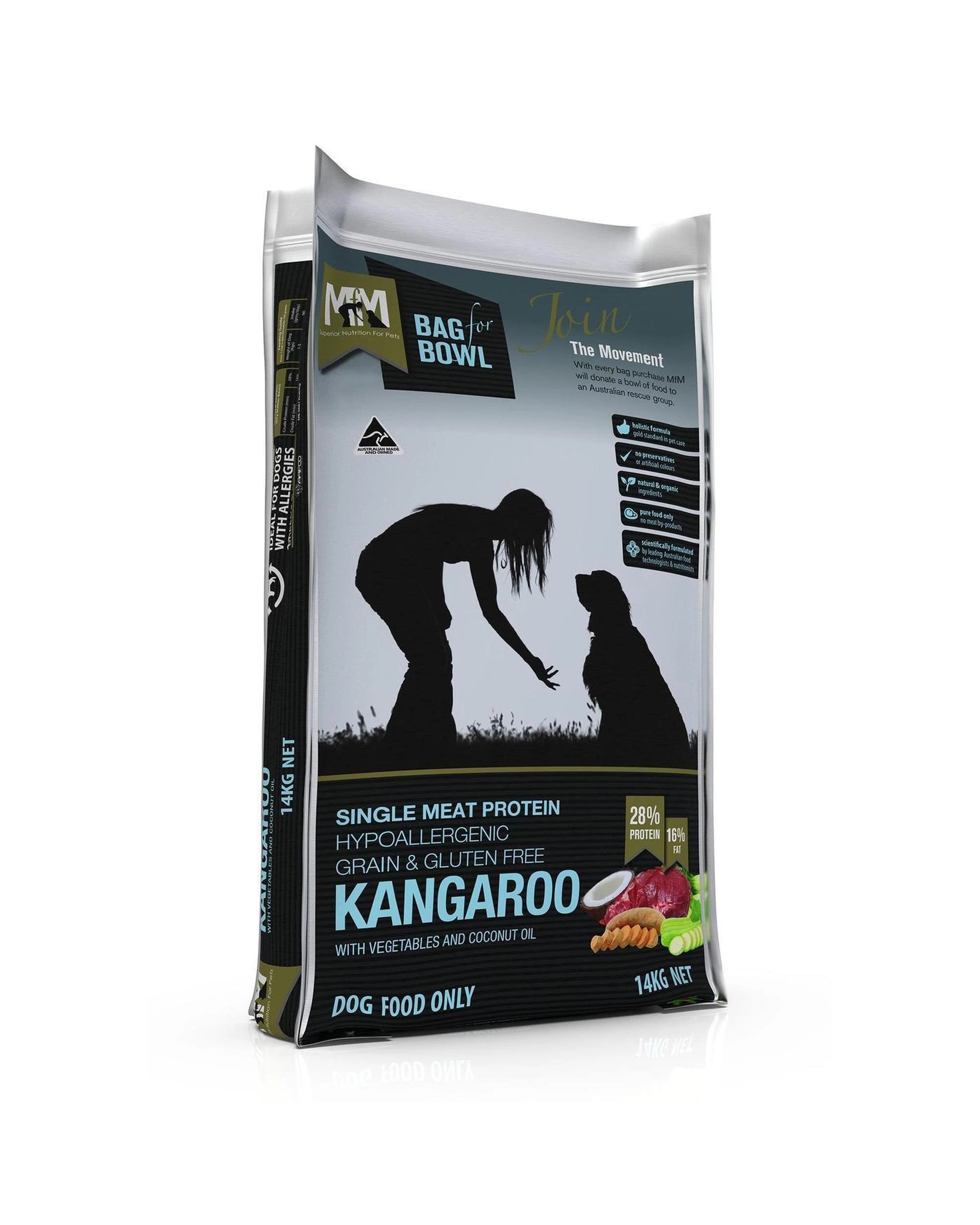 1 MFM Adult Single Meat Protein Dry Dog Food Kangaroo w/ Vegetables 14kg, 1 of 2
