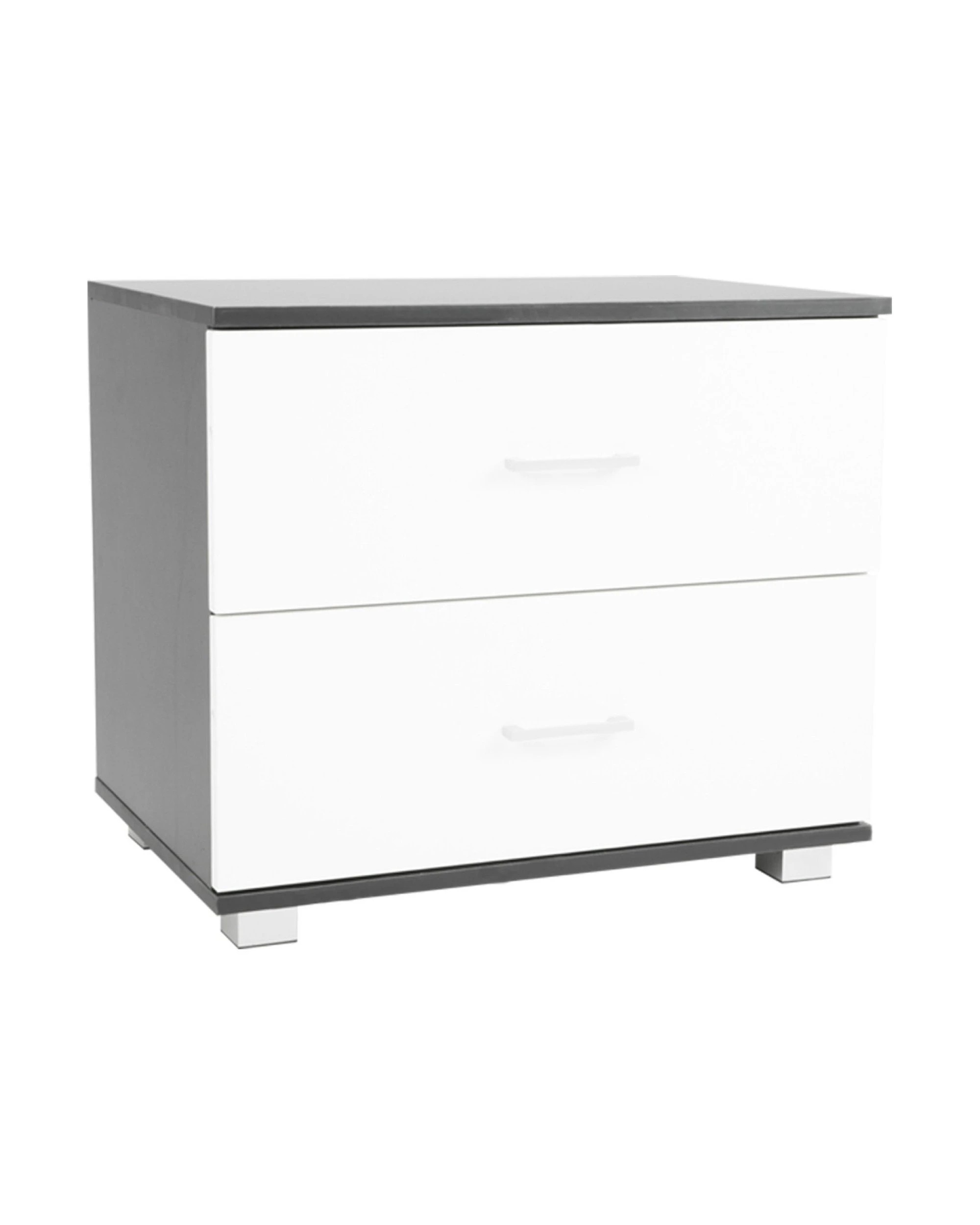 1 Bedside Table With Drawers Mdf - Black White, 1 of 6