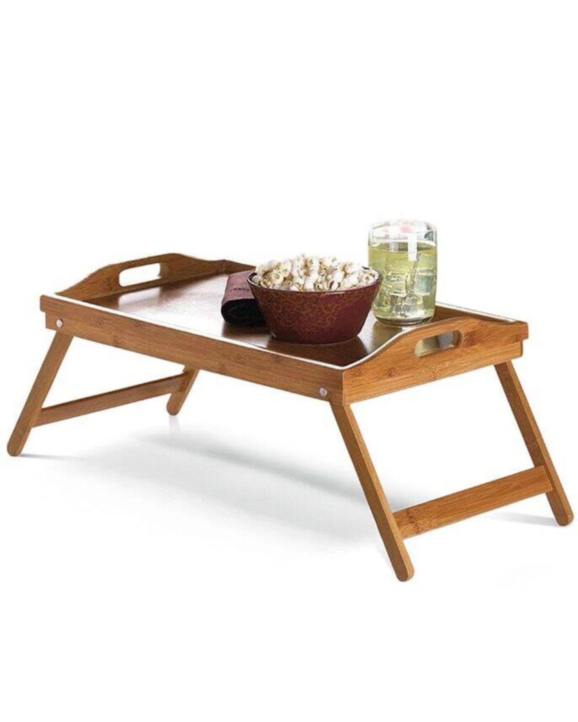 7 BR Home Bamboo Folding Table Lap Serving Tray for Snacks and Meals, 7 of 8