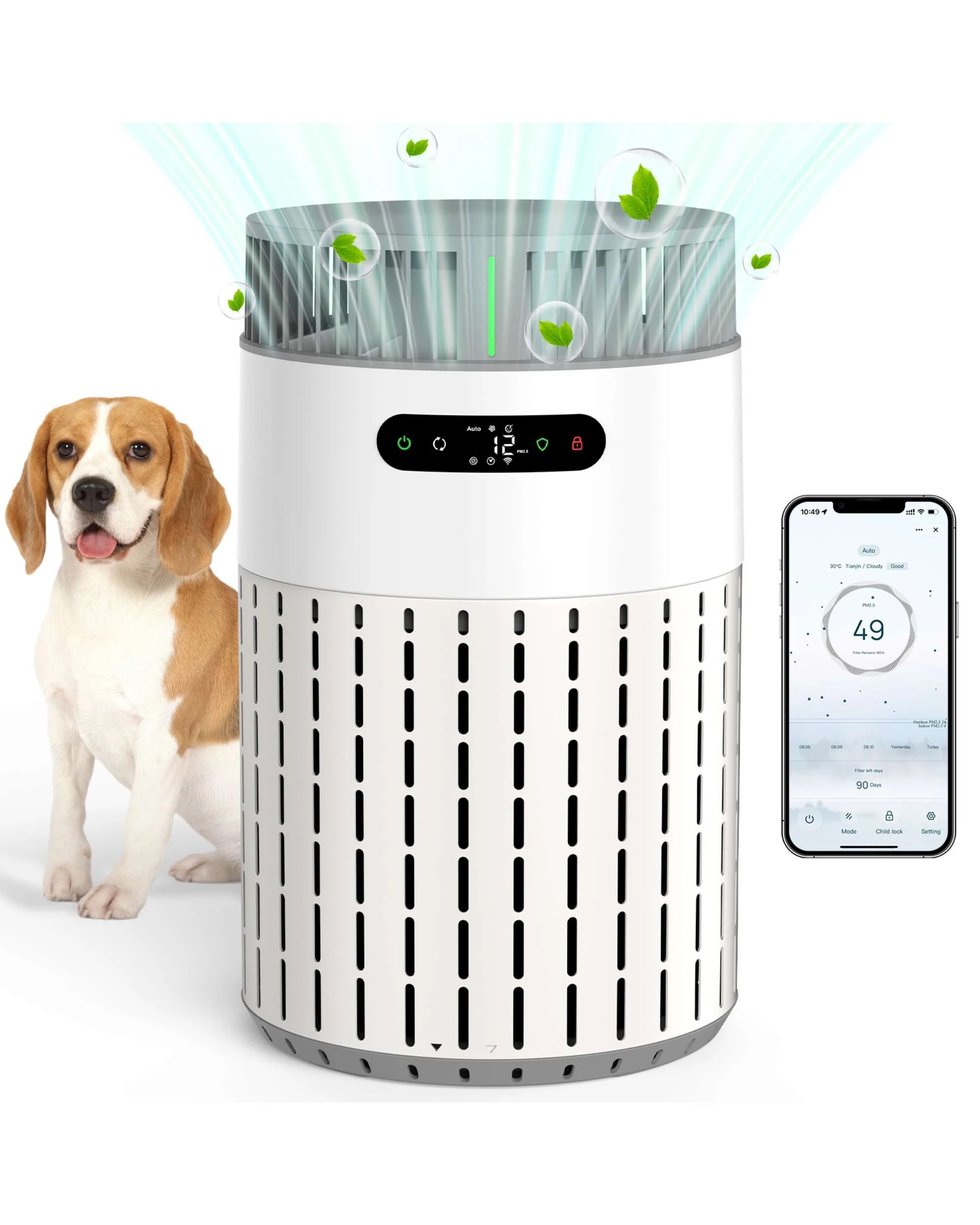 1 Advwin Pet Air Purifier for Home Pet Dog Cat HEPA Filters, 1 of 8