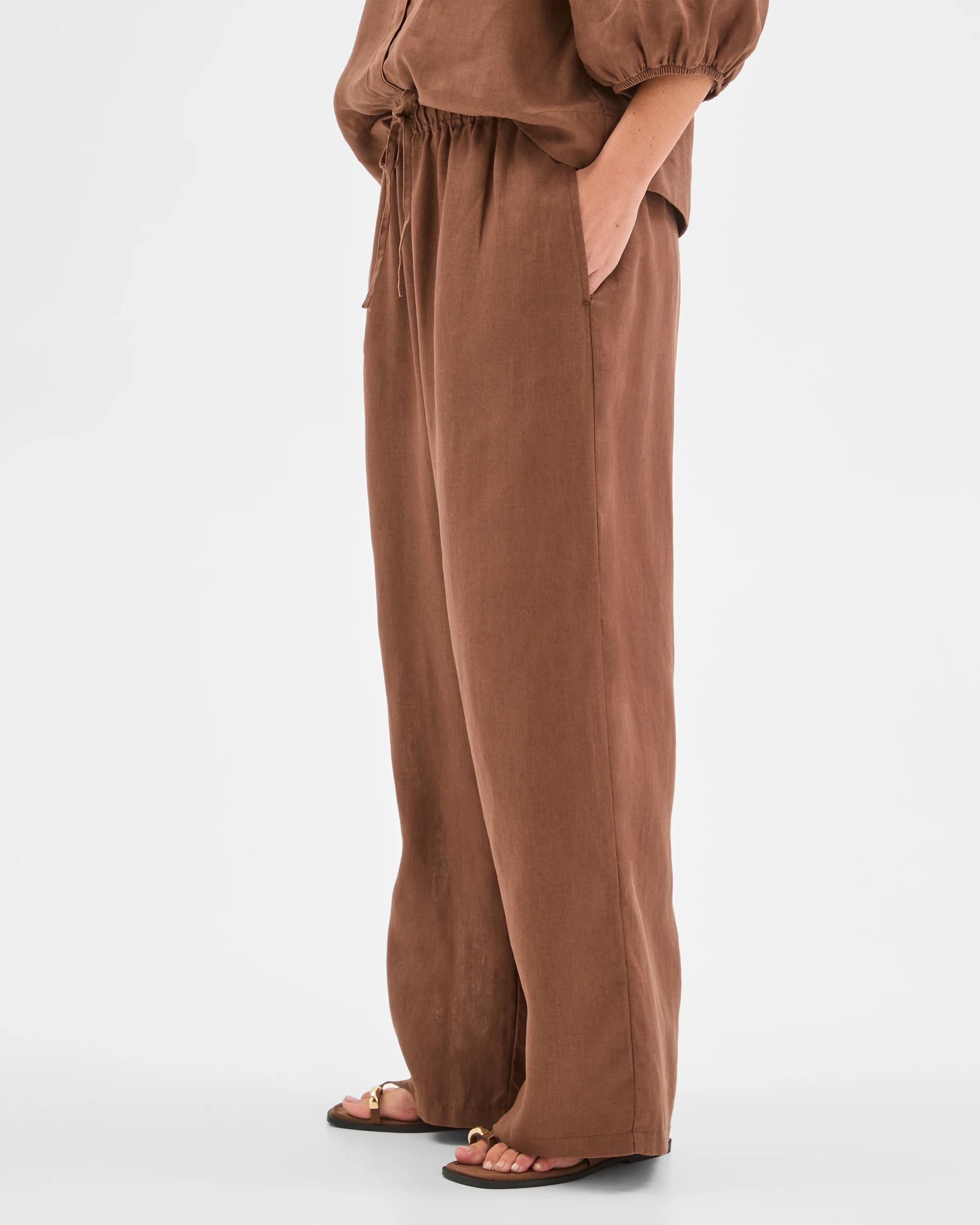 5 Target Woman European Linen Wide Leg Pants WARM BROWN, 5 of 6