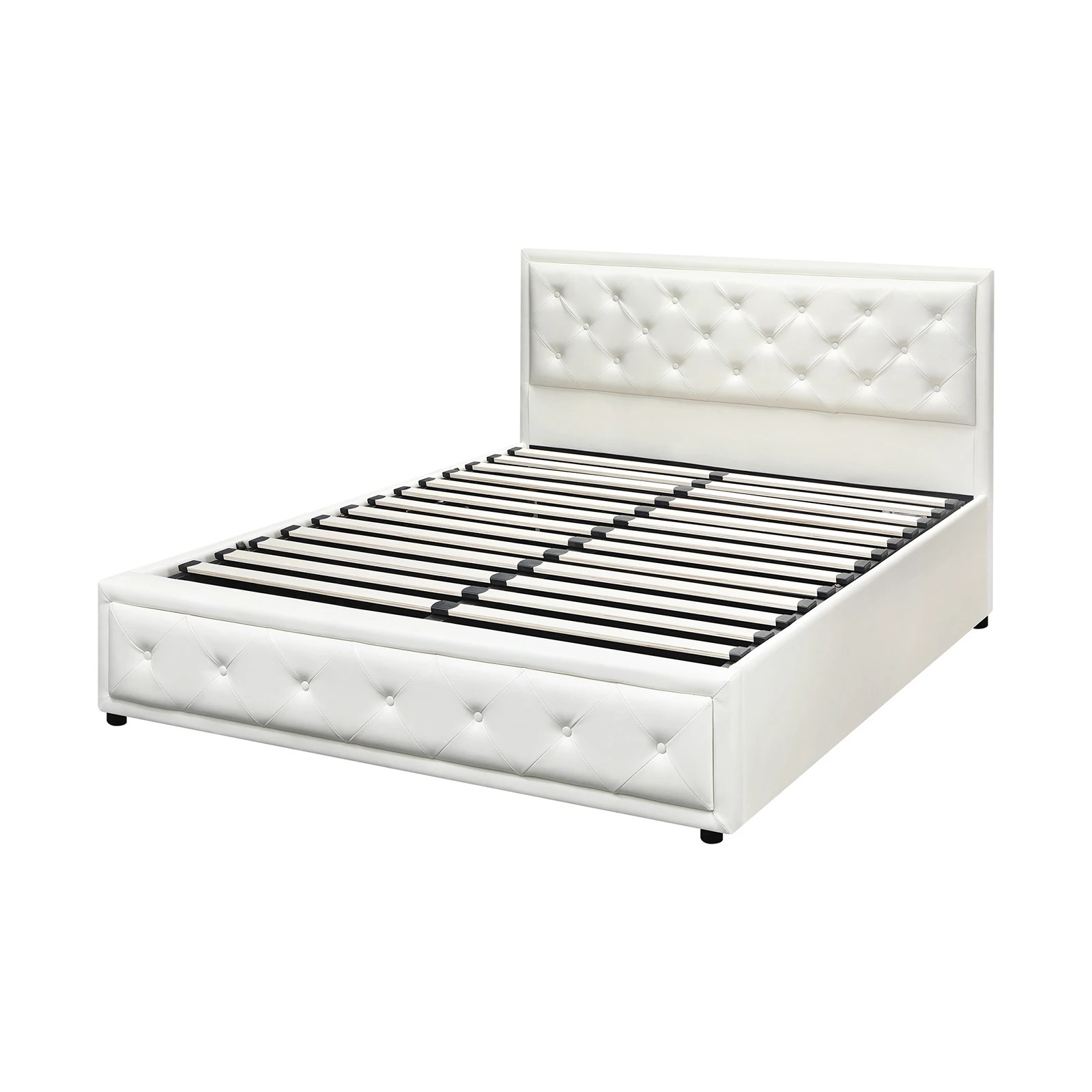 9 Oikiture Double Bed Frame Gas Lift Base With Storage Enzo
 - White, 9 of 10