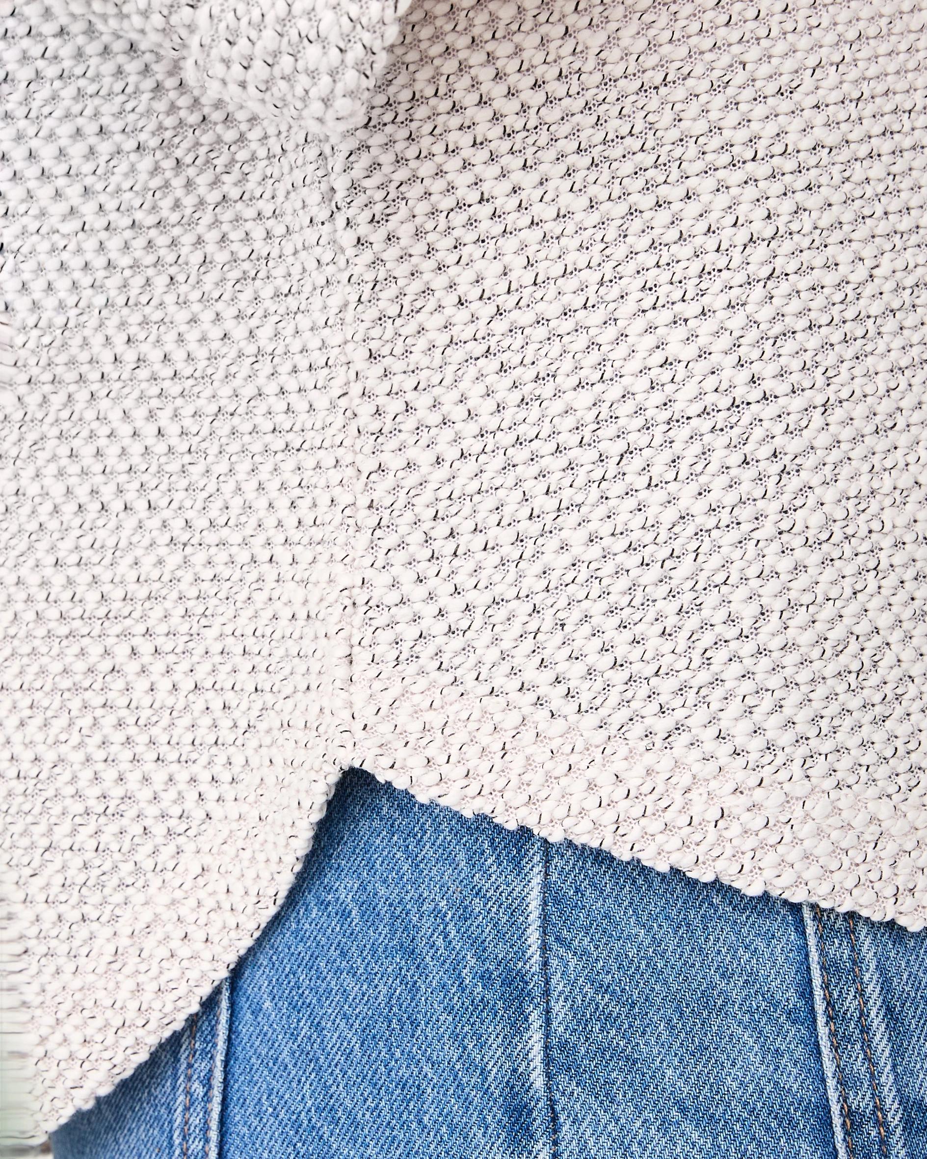 7 Long Sleeve Textured Split Hem Top Nat Beige, 7 of 7