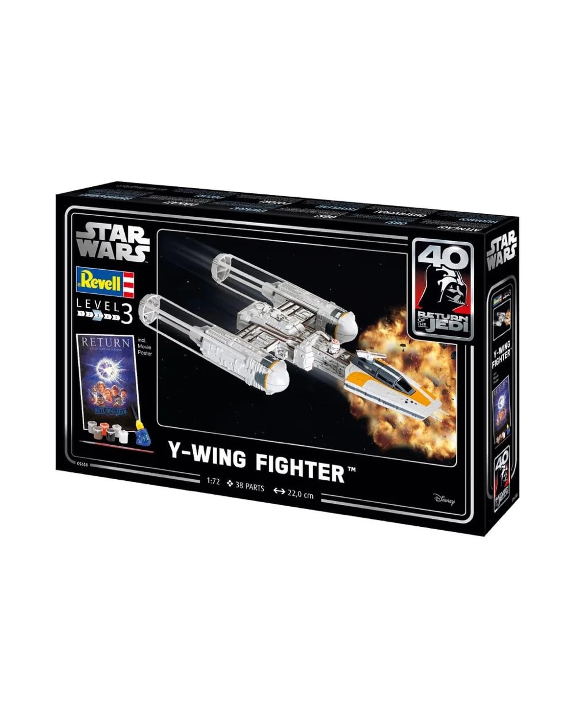 2 Revell Star Wars Return of the Jedi 40th Anniversary Y-Wing Fighter 1:72 Scale Model Kit Gift Set, 2 of 8