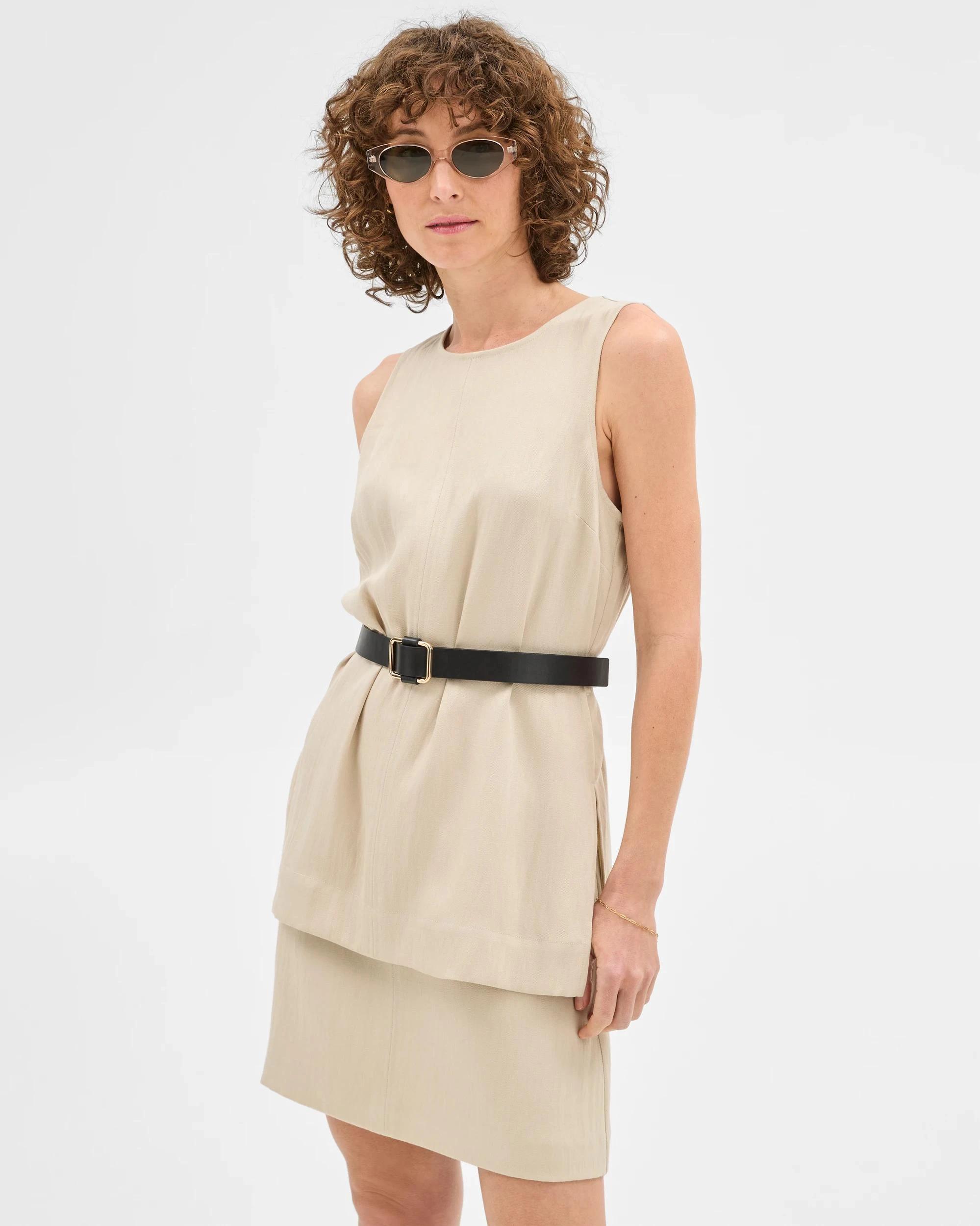 2 Summer Twill Sleeveless Belted Top - Preview SAGE, 2 of 6