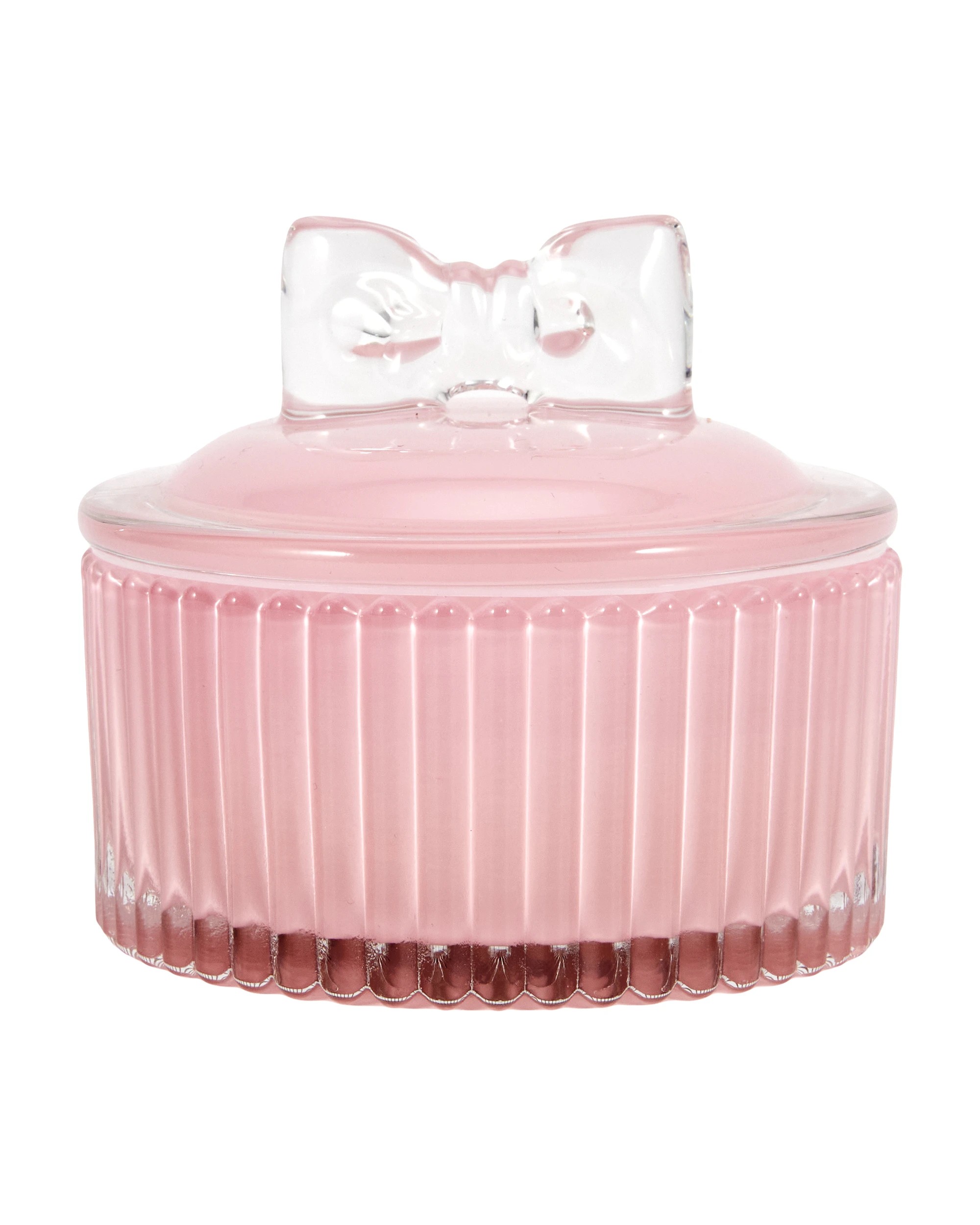 1 Pink Bow Lid Glass Candle, 1 of 6