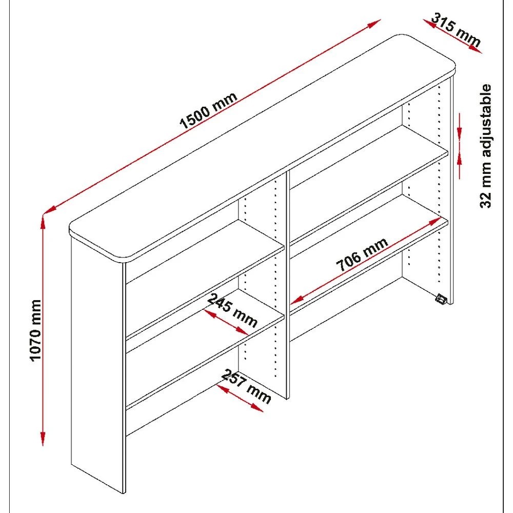 3 Toro Hutch 1500mm Grey Cabinets Cupboards, Lockers and Credenzas, 3 of 5