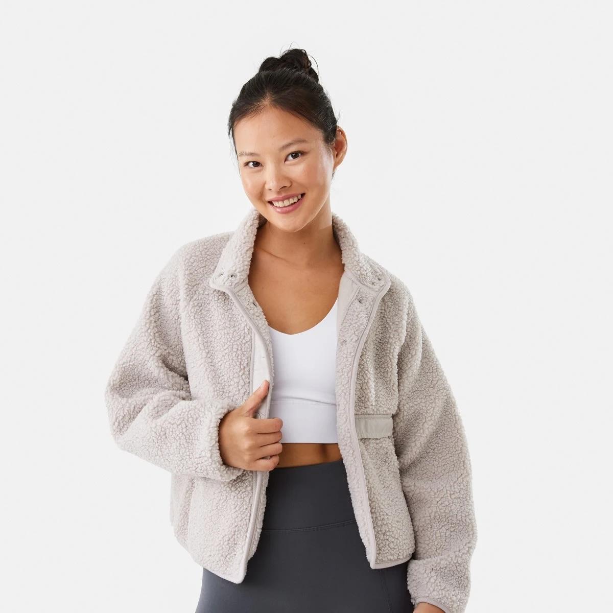 1 Active Womens Sherpa Patch Jacket Peak Grey, 1 of 9