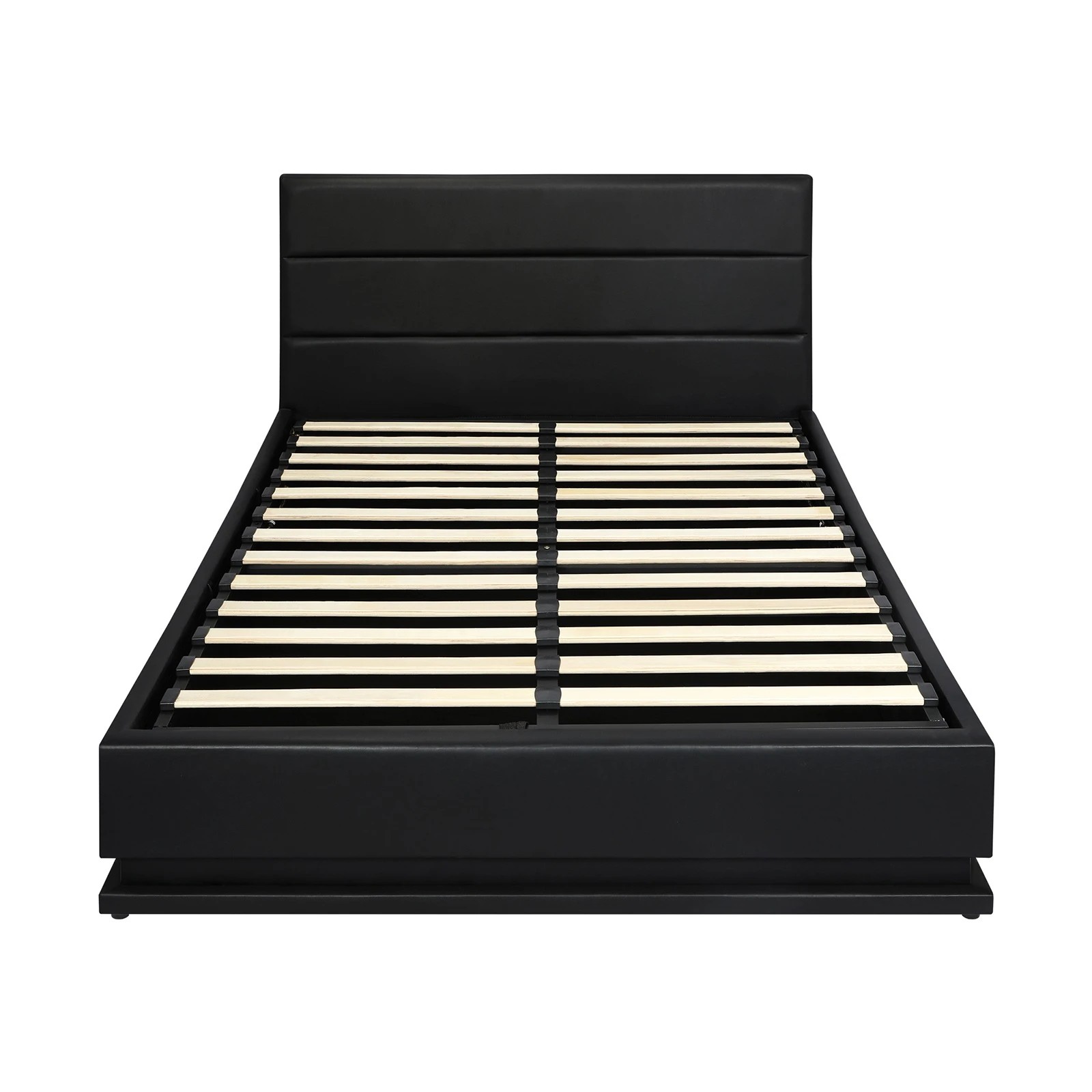 8 Oikiture Rgb Led Double Bed Frame Gas Lift Base With Storage
 - Black, 8 of 10