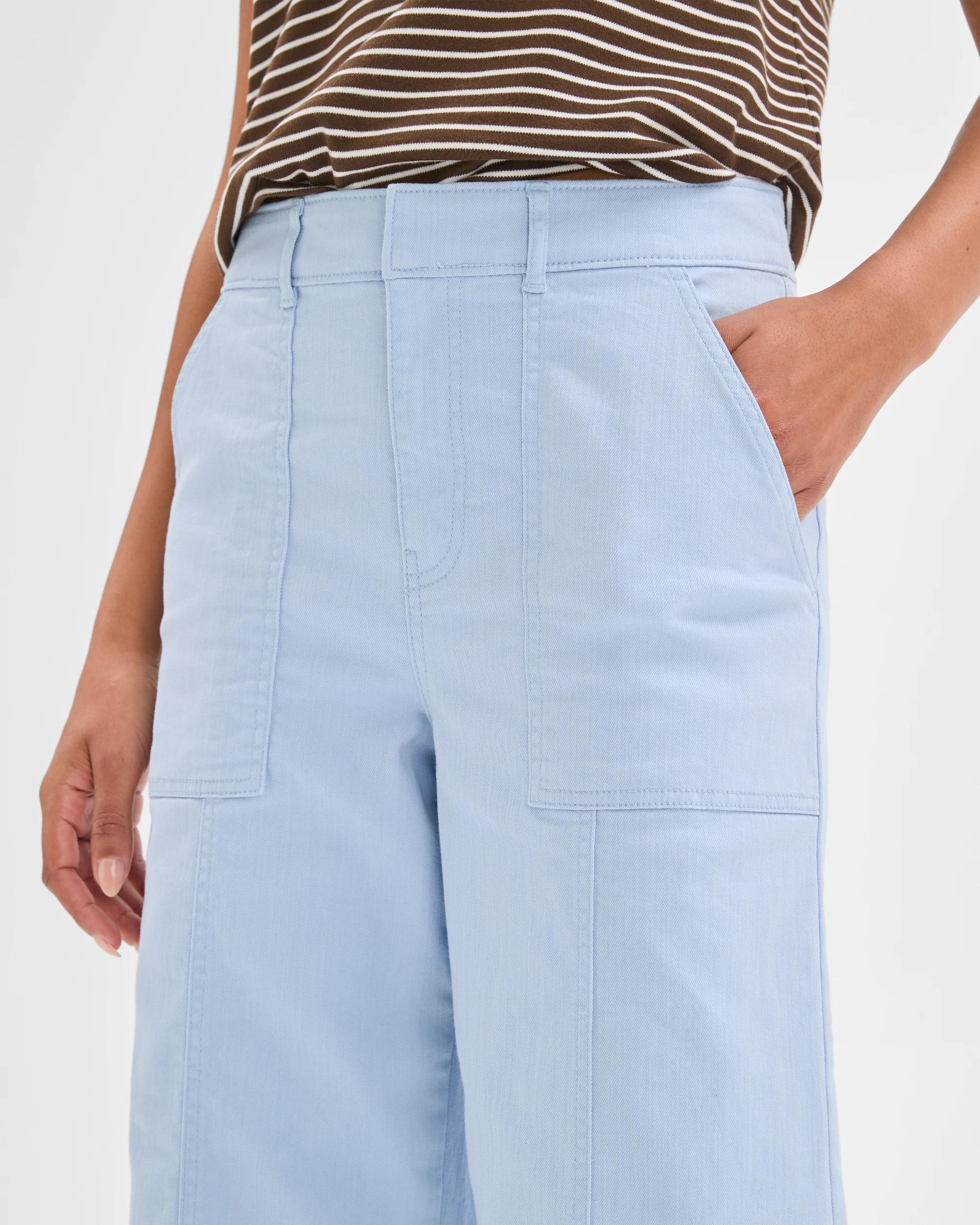 5 Target Woman Australian Cotton Blend Stretch Twill Wide Leg Pants SKY BLUE, 5 of 6