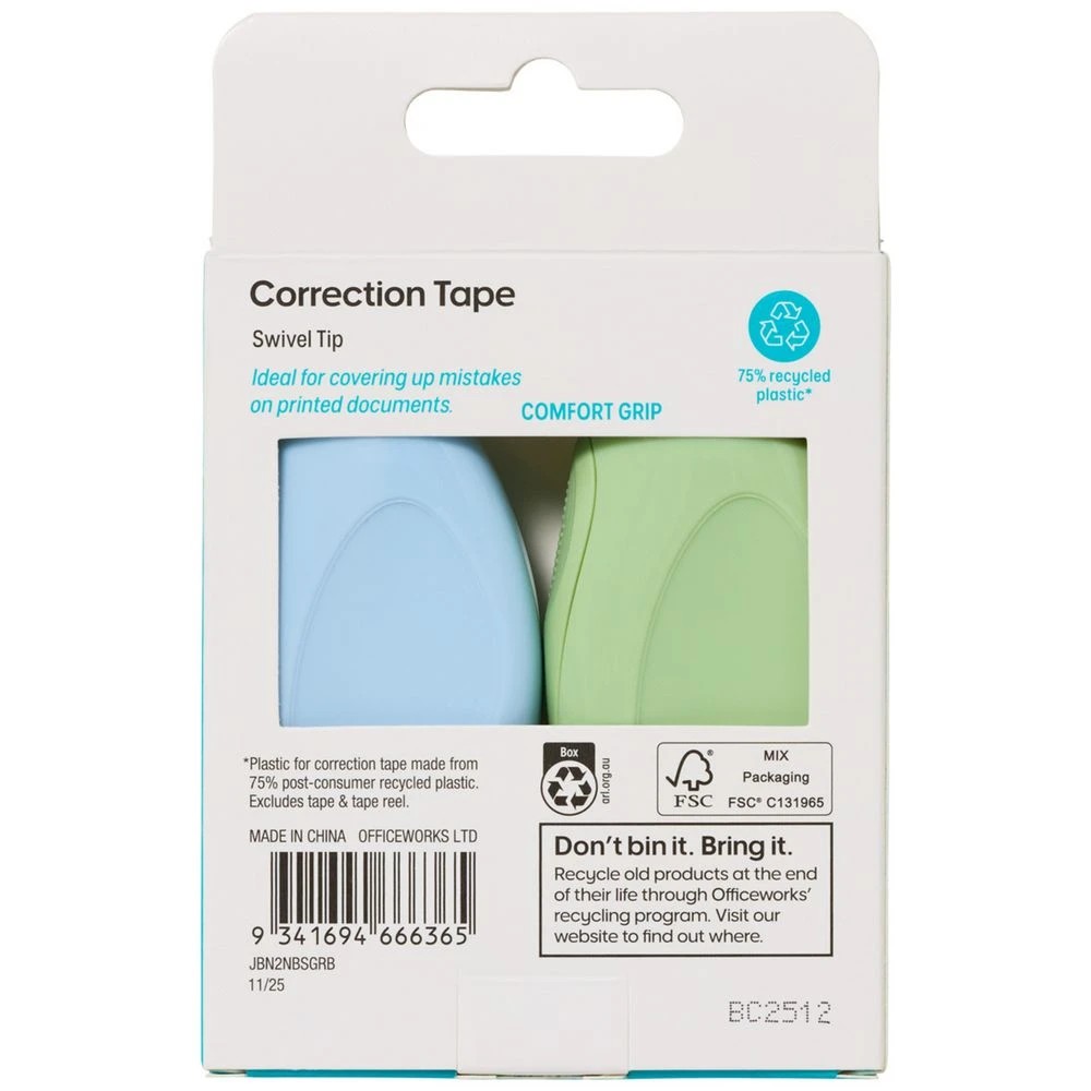 4 J.Burrows Soft Grip Correction Tape 5mmx8m 2 Pack, 4 of 4