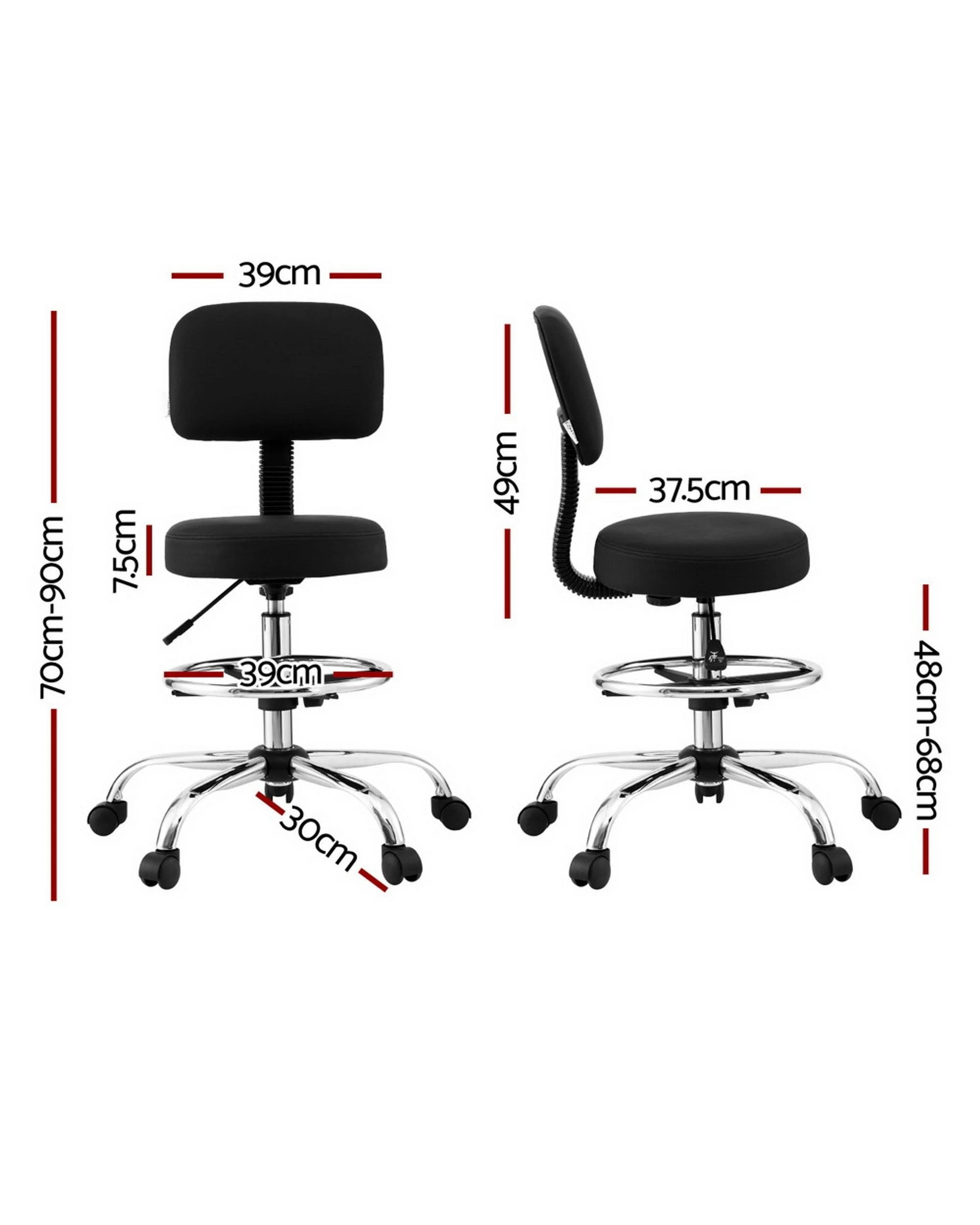 2 Artiss Office Chair Drafting Computer Standing Desk Chairs Ergonomic Pu
 - Black, 2 of 3