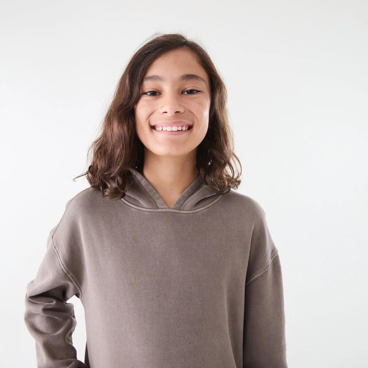 3 Oversized Washed Hoodie with Pocket Brown Choc, 3 of 6